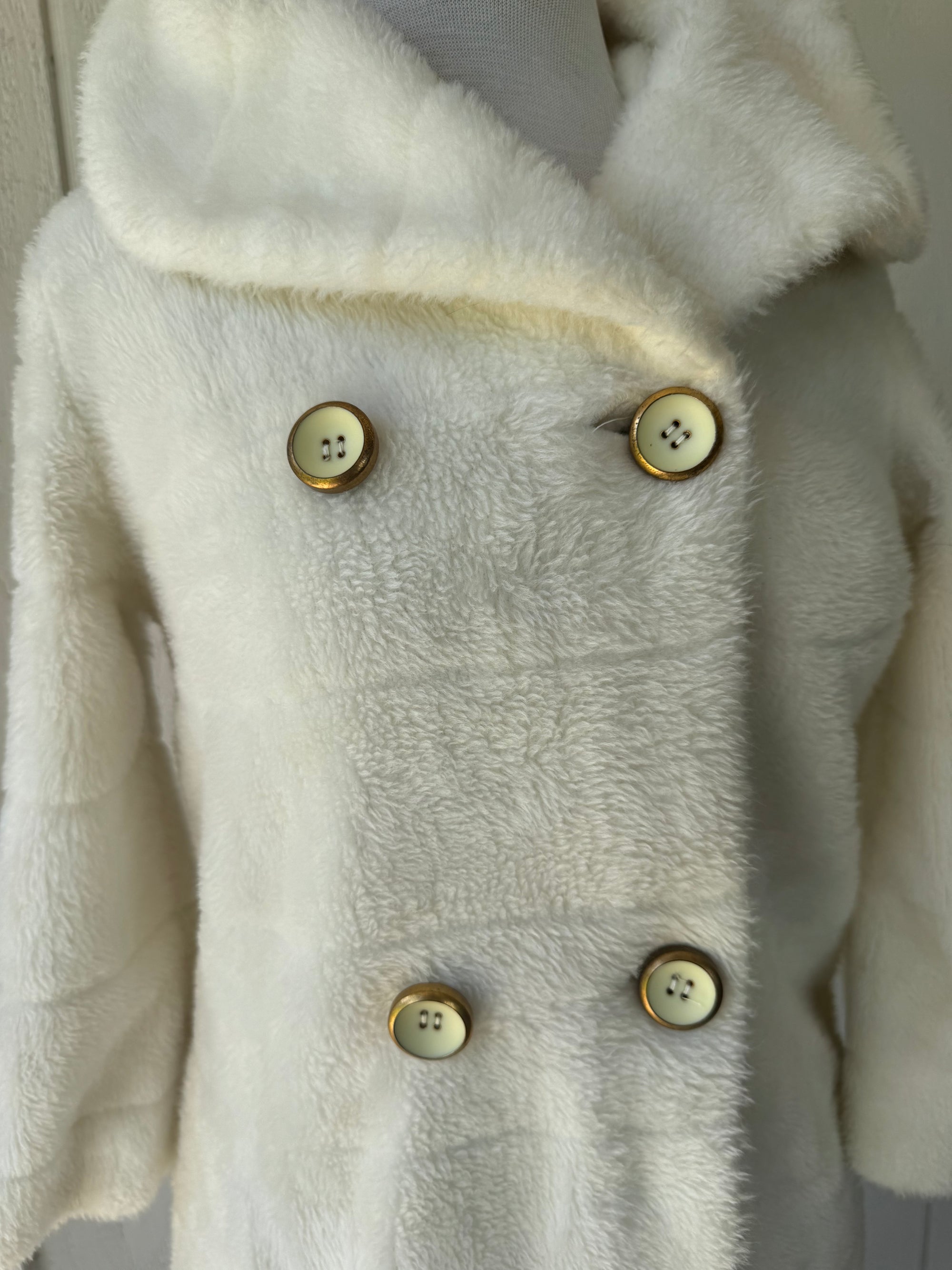 60s Raymodes NY White Faux Fur Full Length Coat Bridal Classic 70s