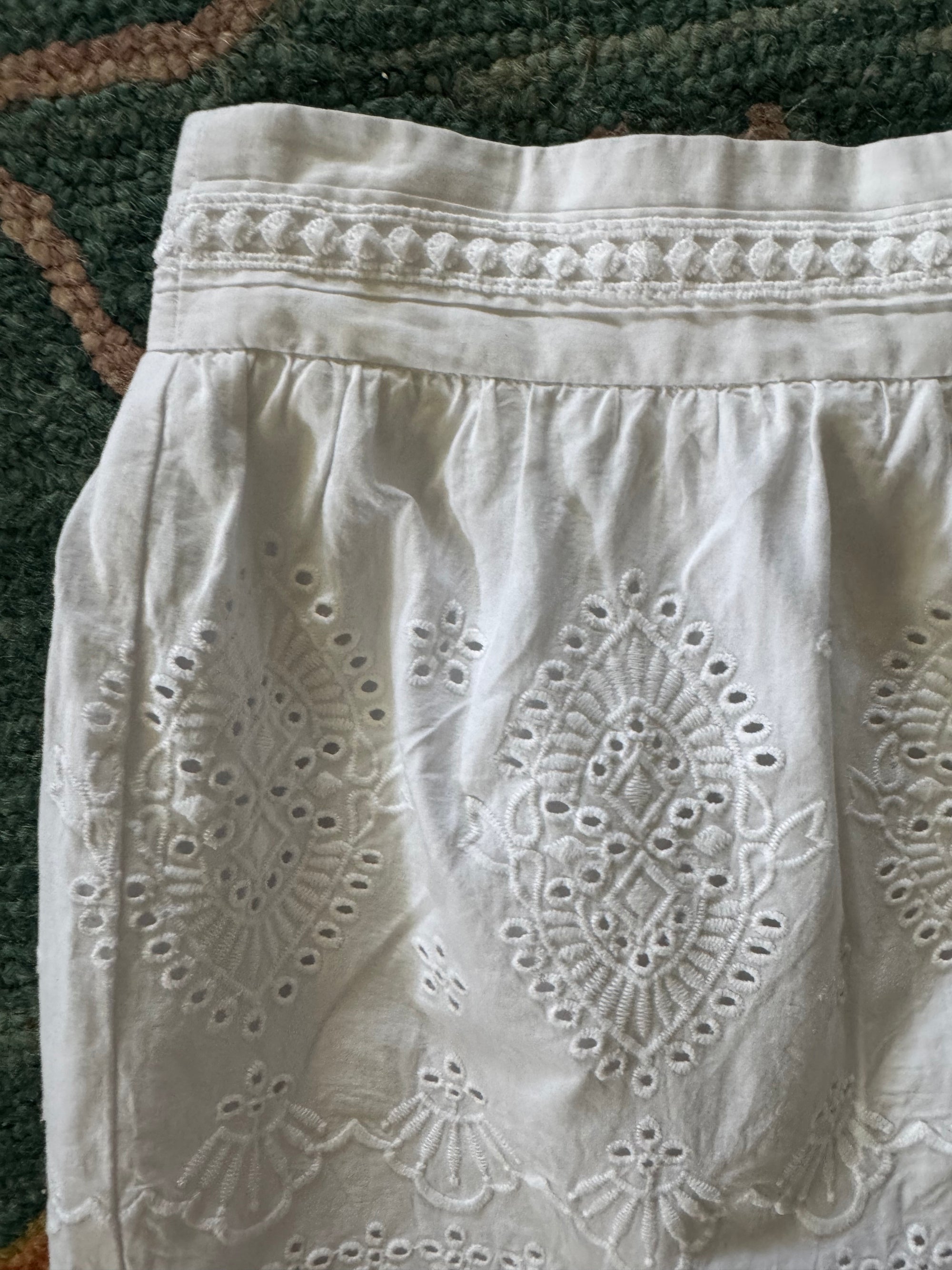 Jason Wu White Eyelet Embroidered Midi Skirt