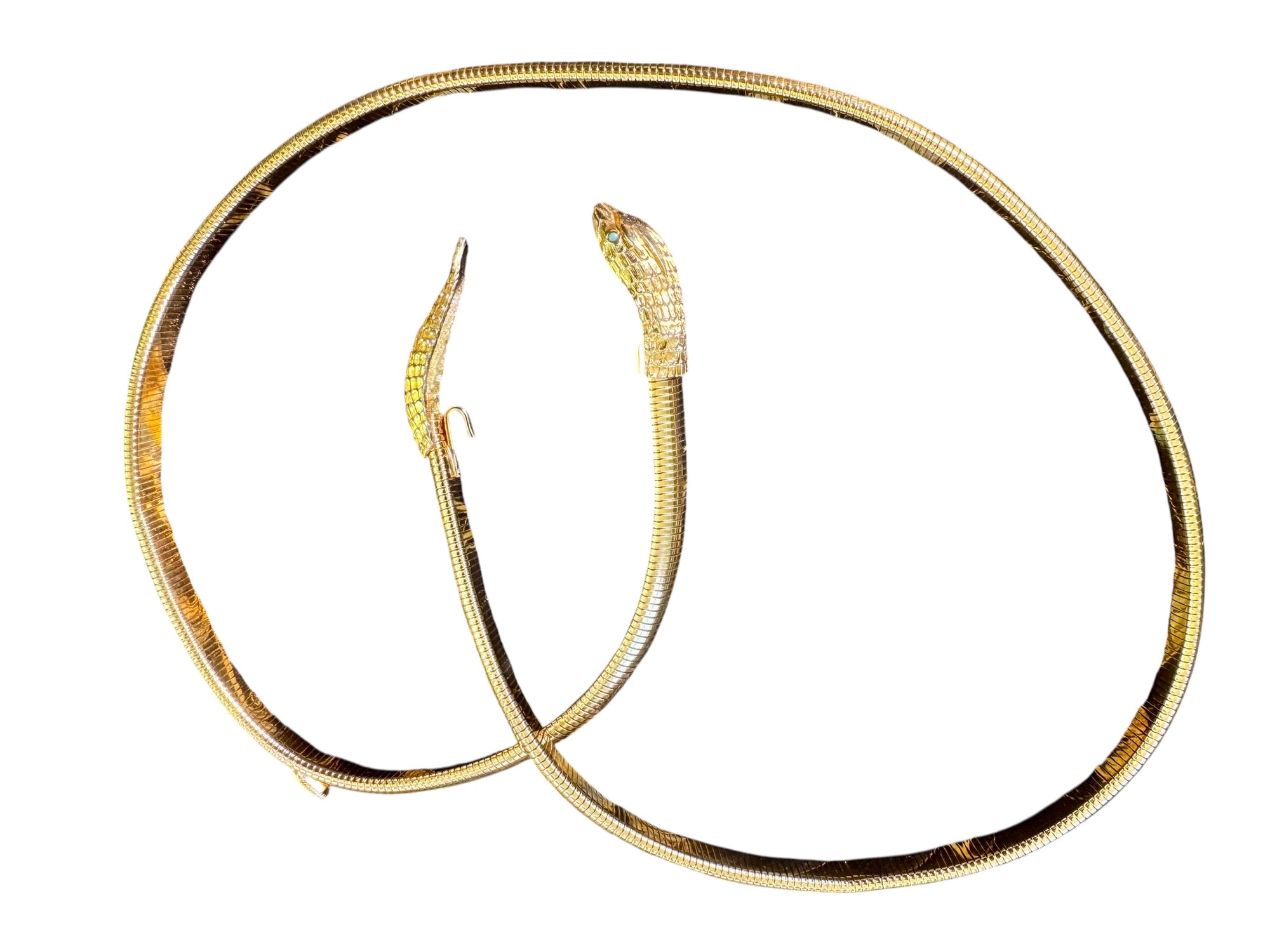 70s ACCESSOCRAFT NYC Gold Snake Serpent Sculptural Belt or Necklace