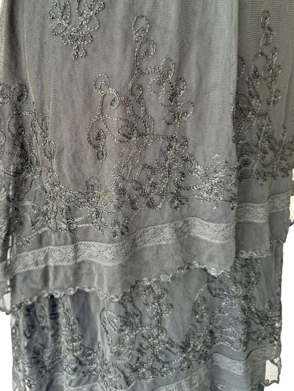 90s Nataya Black Embroidered Mesh Dress