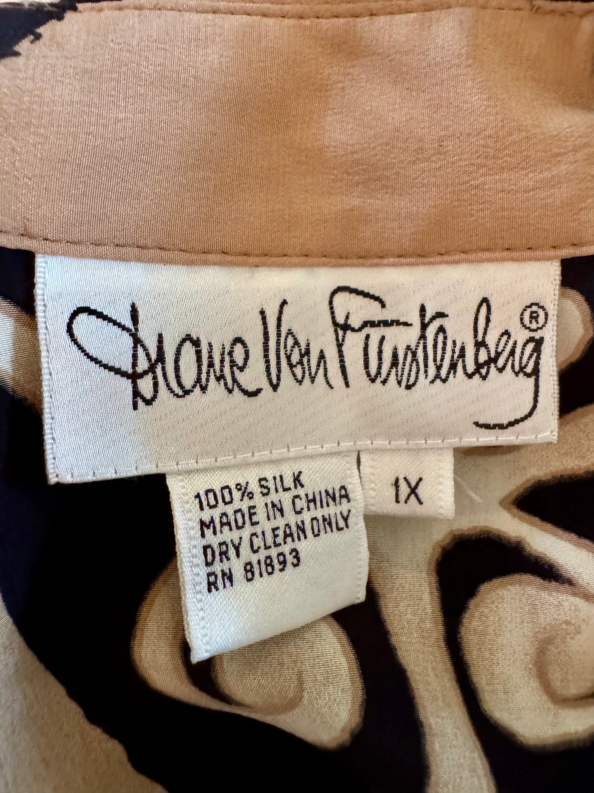 90s Diane Von Furstenberg DVF 100% Silk Abstract Top