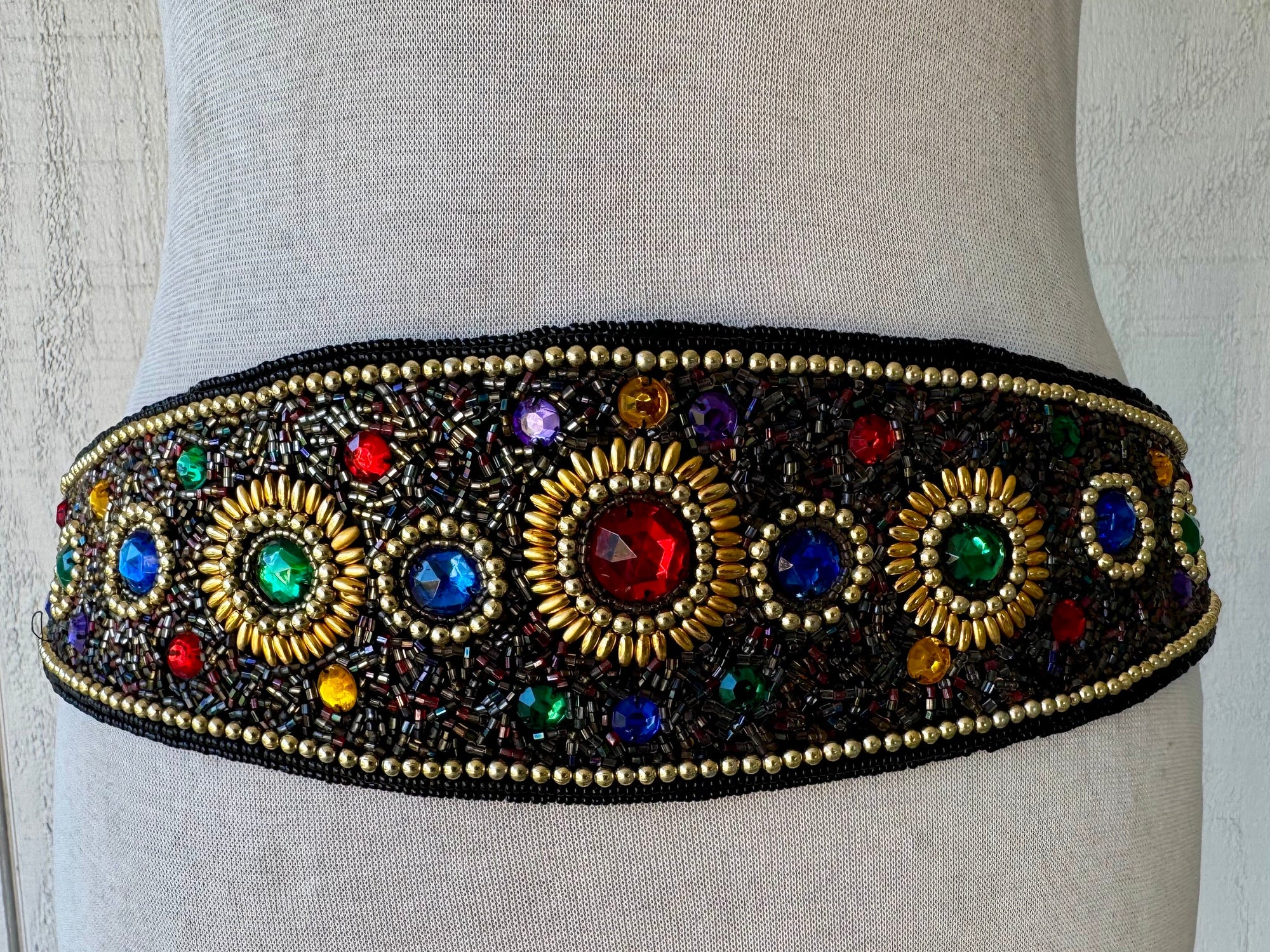 80s Magid Beaded Silk Belt Cummerbund