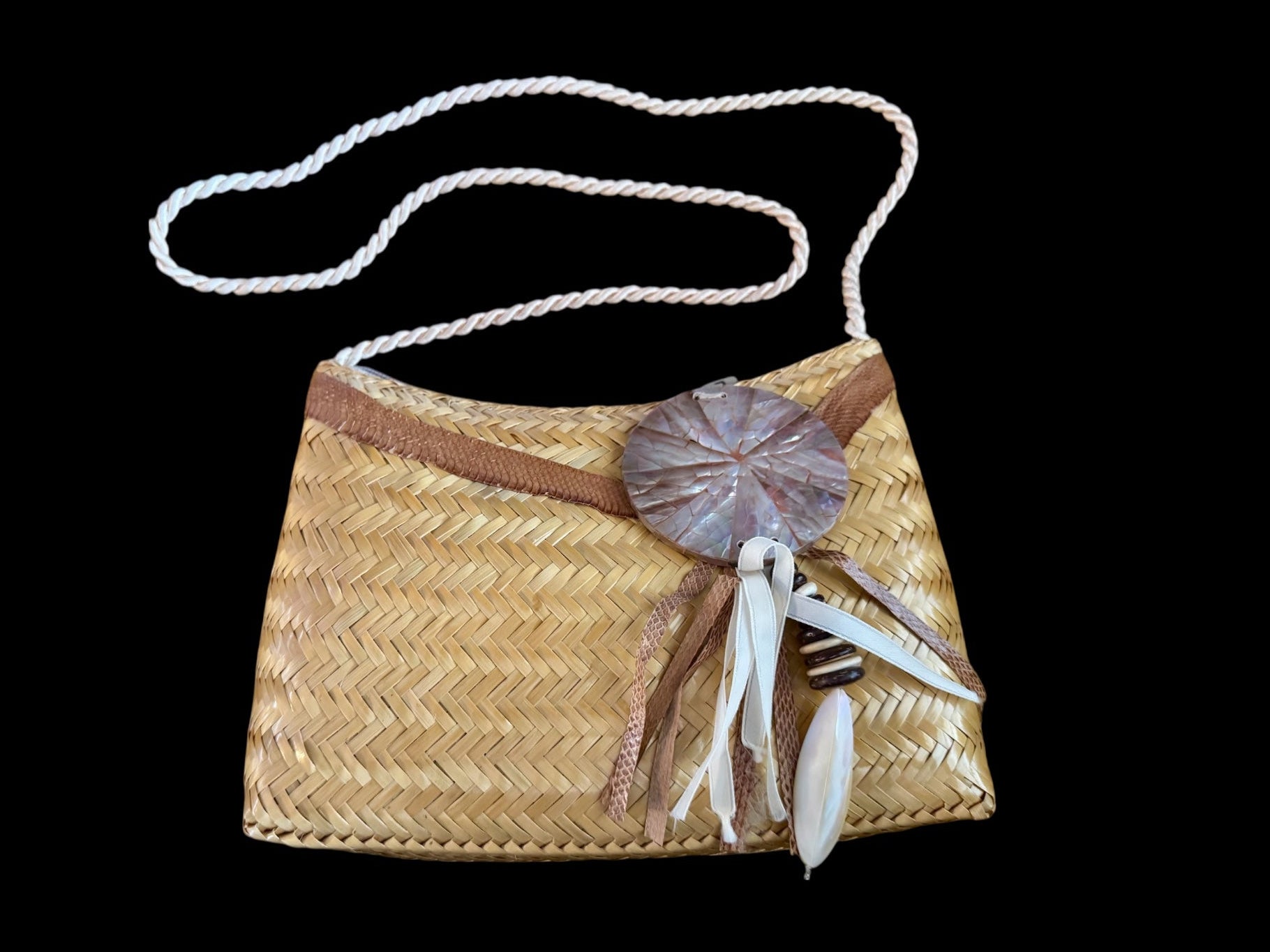 70s Valerie Straw Shell & Fringe Shoulder Bag