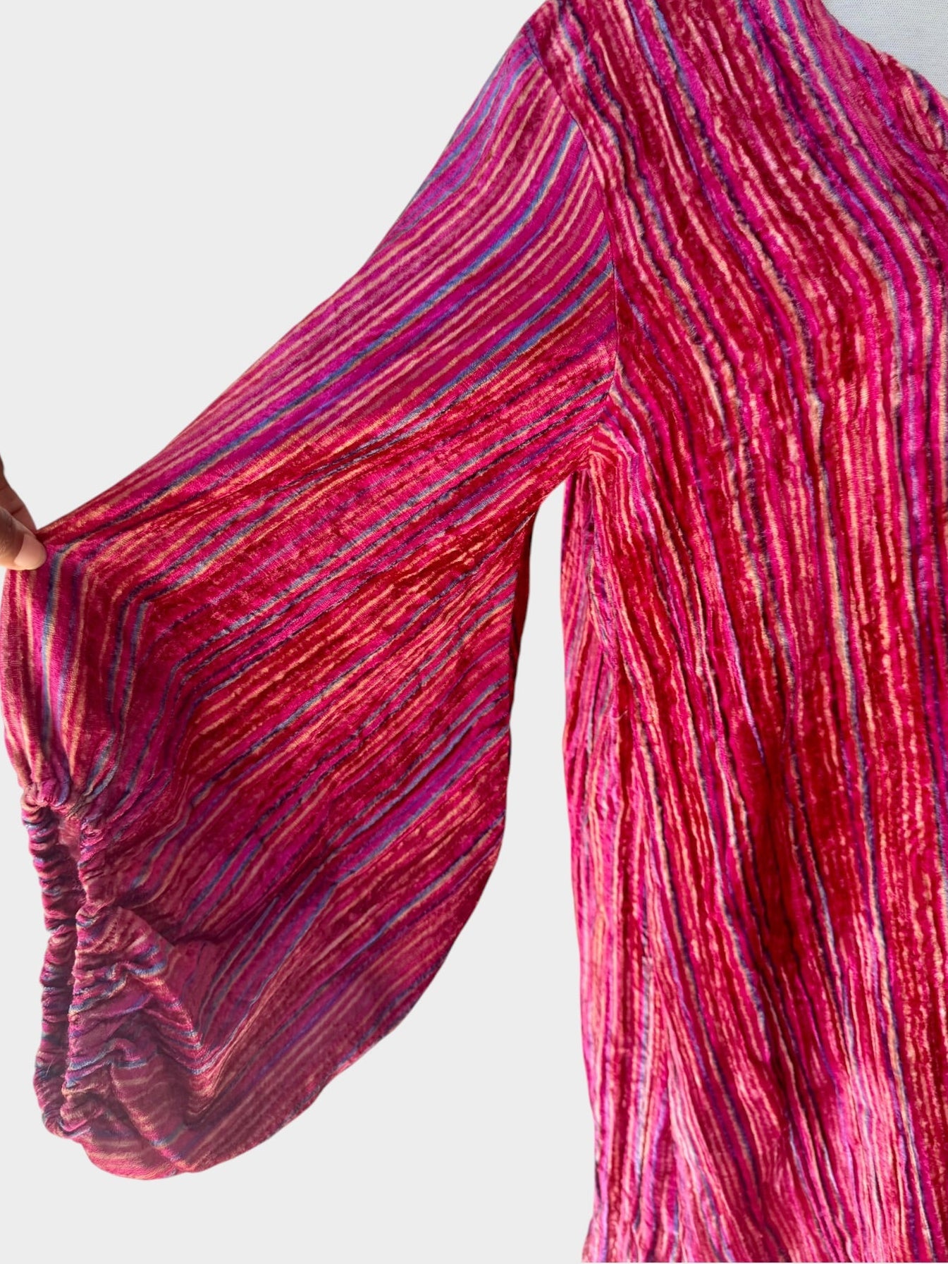 Uncle Frank Raspberry Velvet Striped Tunic Dress