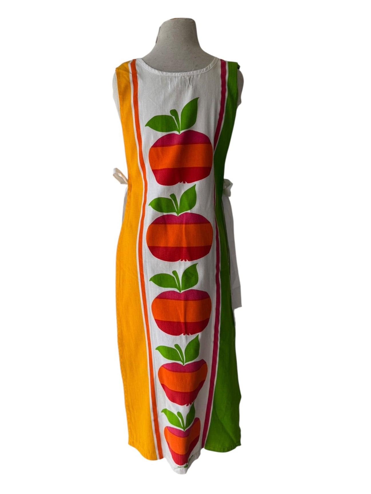 60s Bob Van Allen Scuda Apple Print Maxi Apron Dress