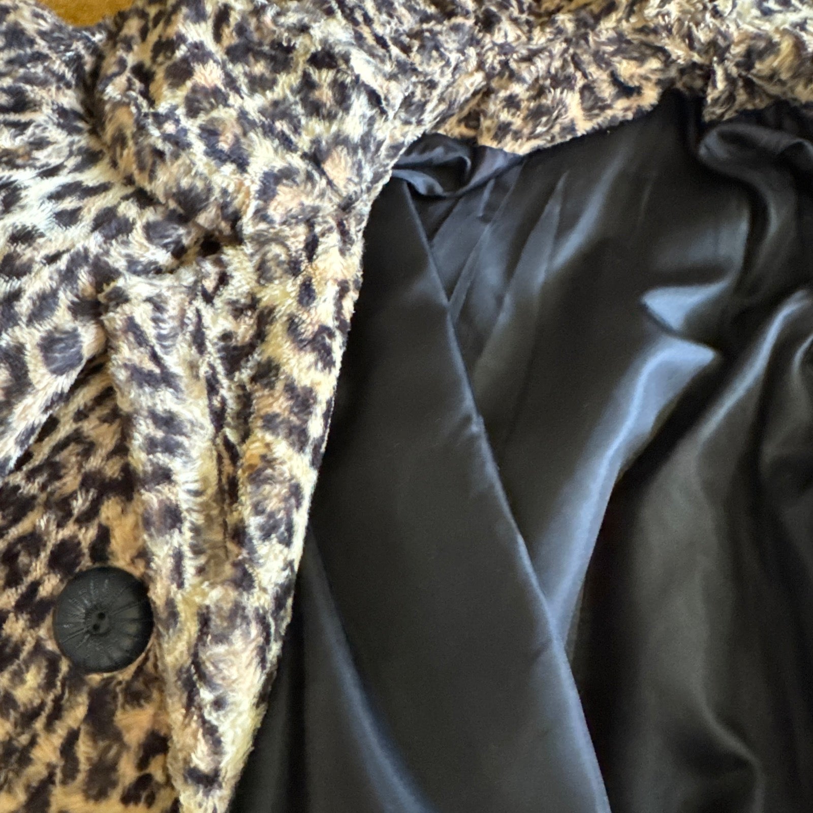 60s Leopard Print Faux Fur Coat