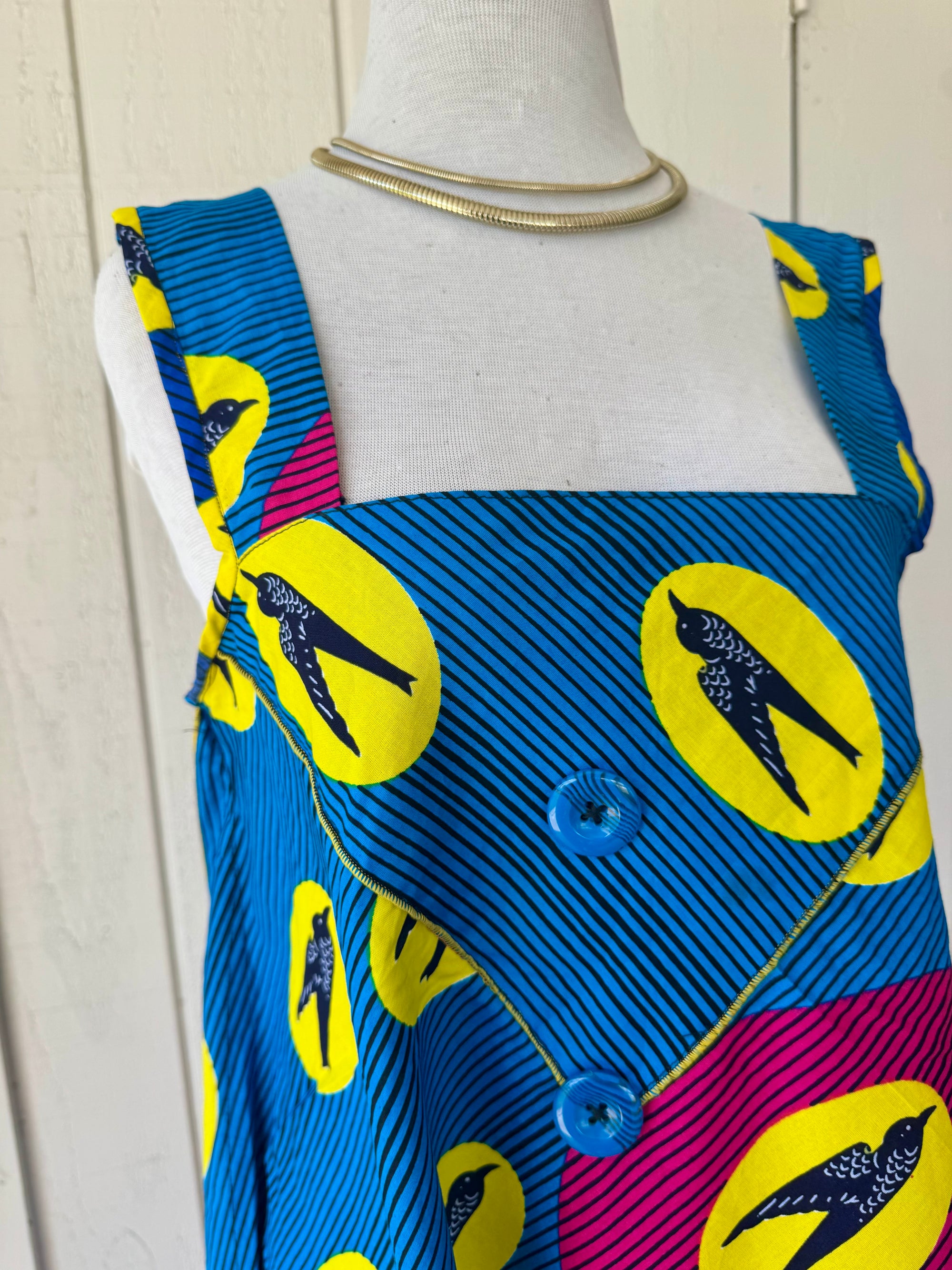 Ankara African Colorful Bird Print Tent Dress
