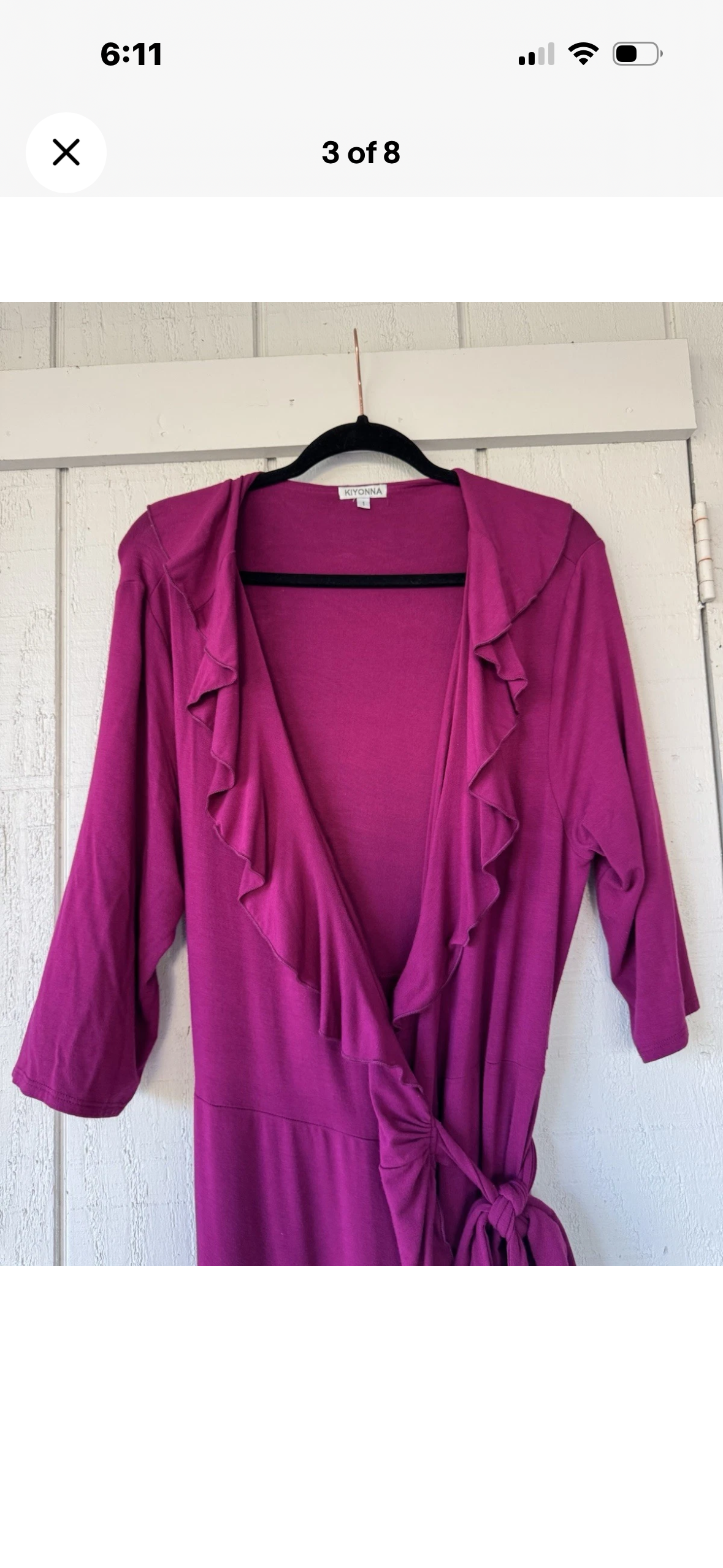 Kiyonna Maritime Whimsy Magenta Purple Wrap Maxi Dress 1X Knit