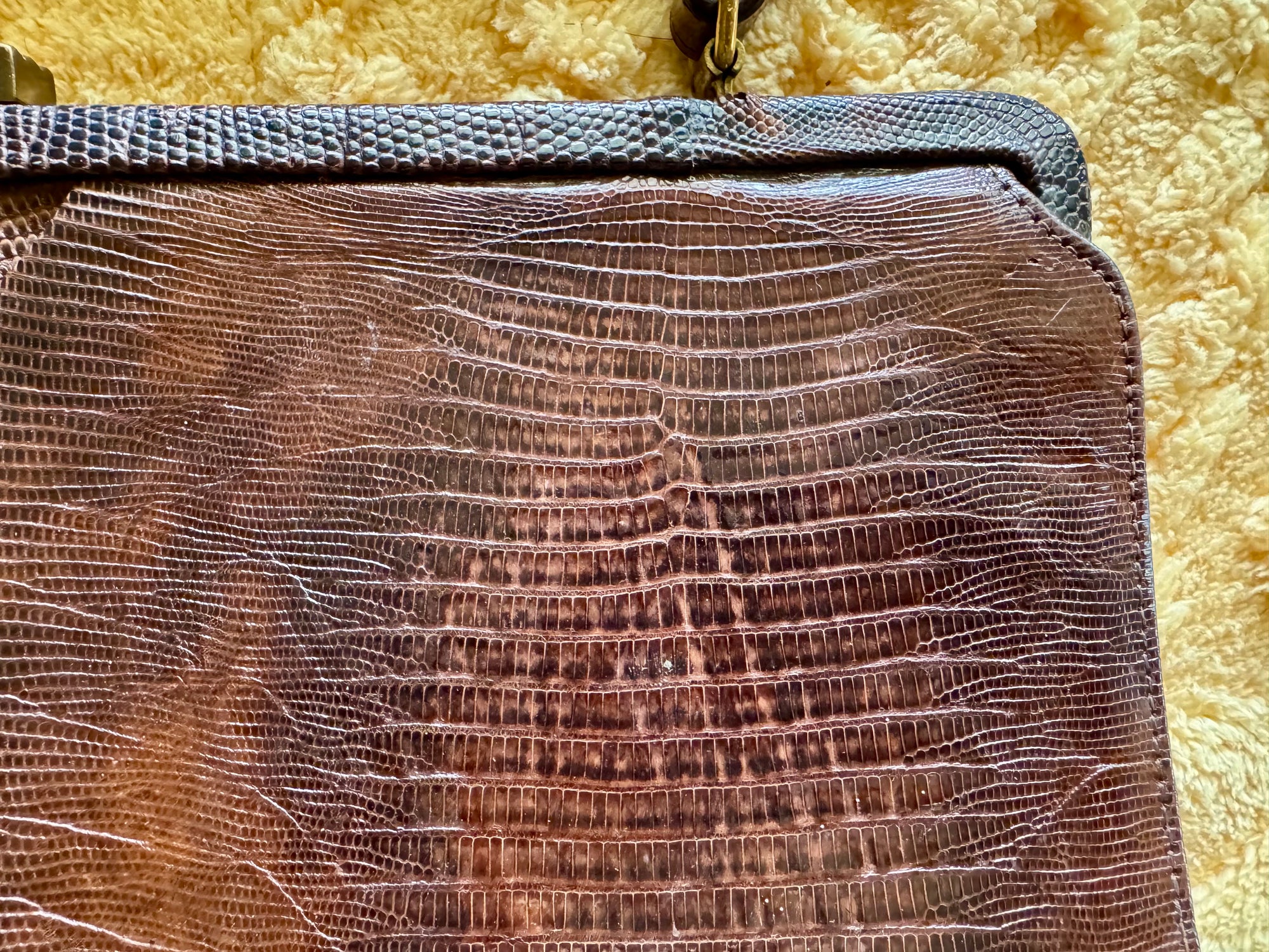 50s Palizzio Brown Lizard Top Handle Bag Reptile