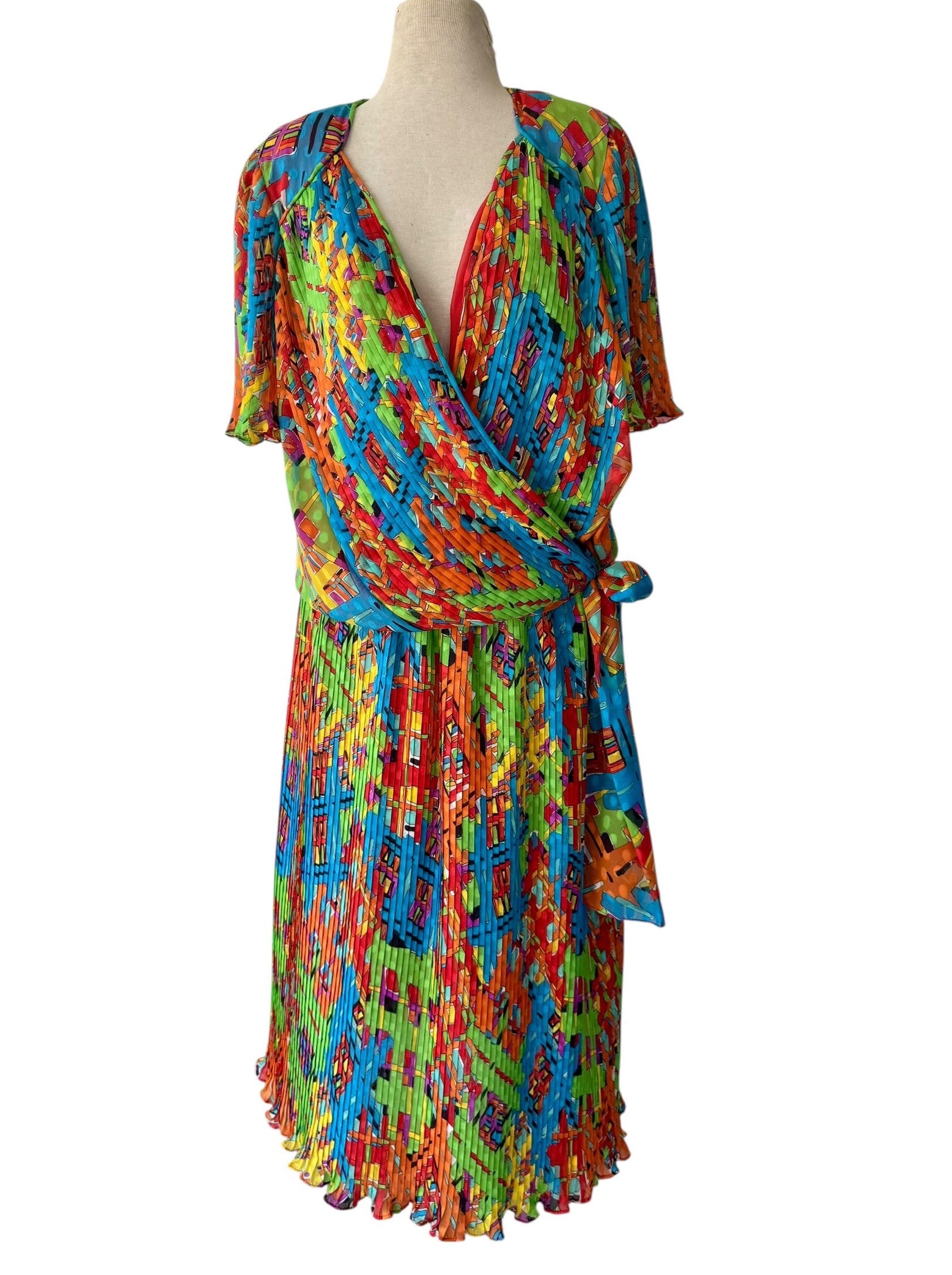 80s Diane Freis Colorful Print Skirt Set