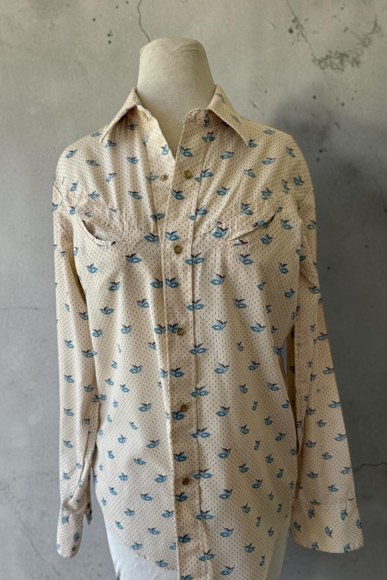 80s Levis Leaf Print Pearl Snap Western Shirt