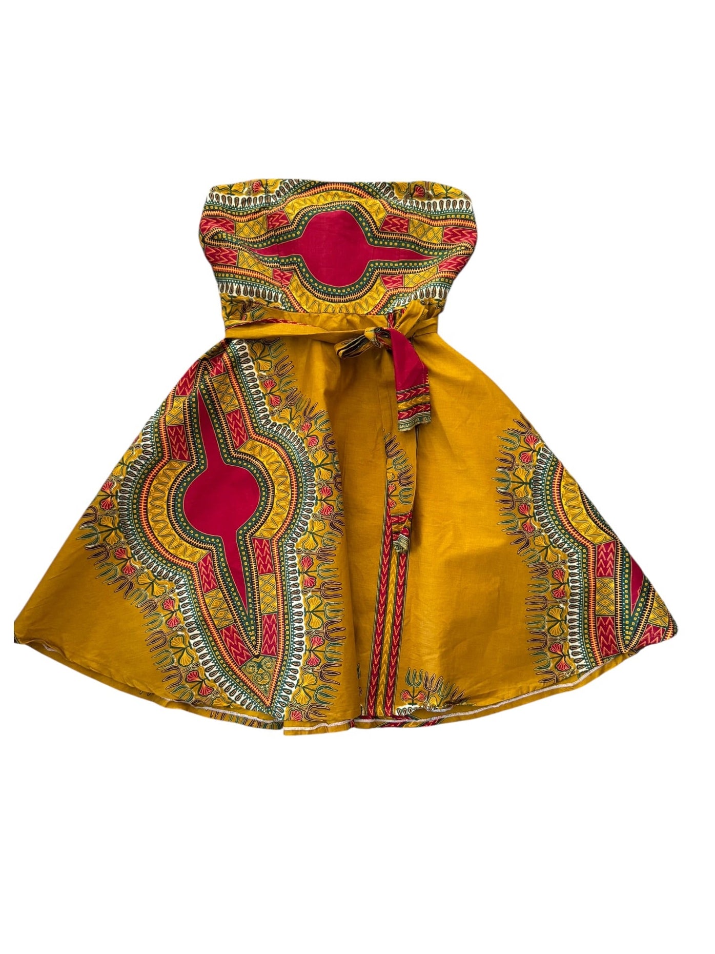 Ankara Java Block Print Strapless Dress