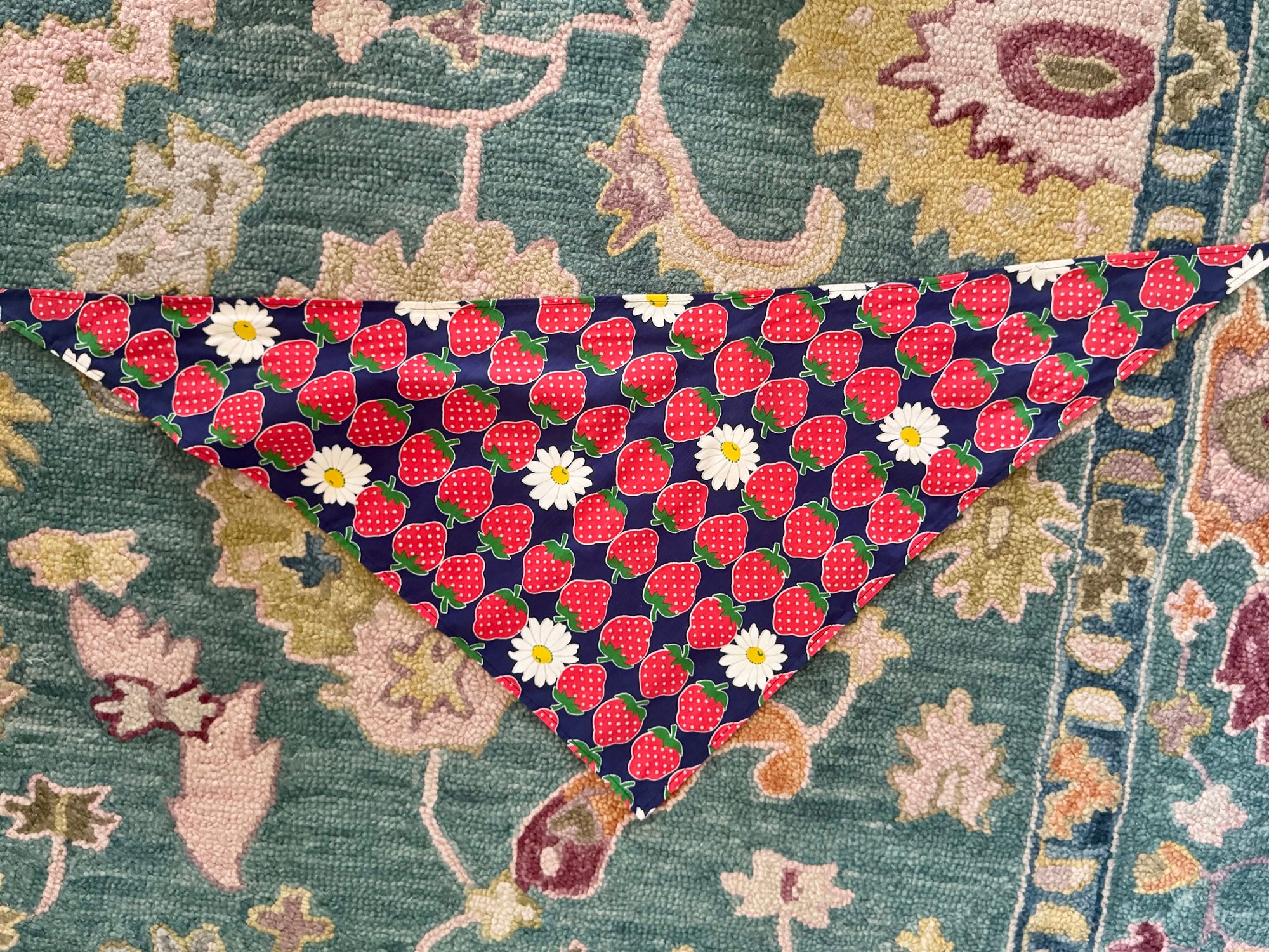 Strawberry Daisy Print Cotton Scarf Bandana