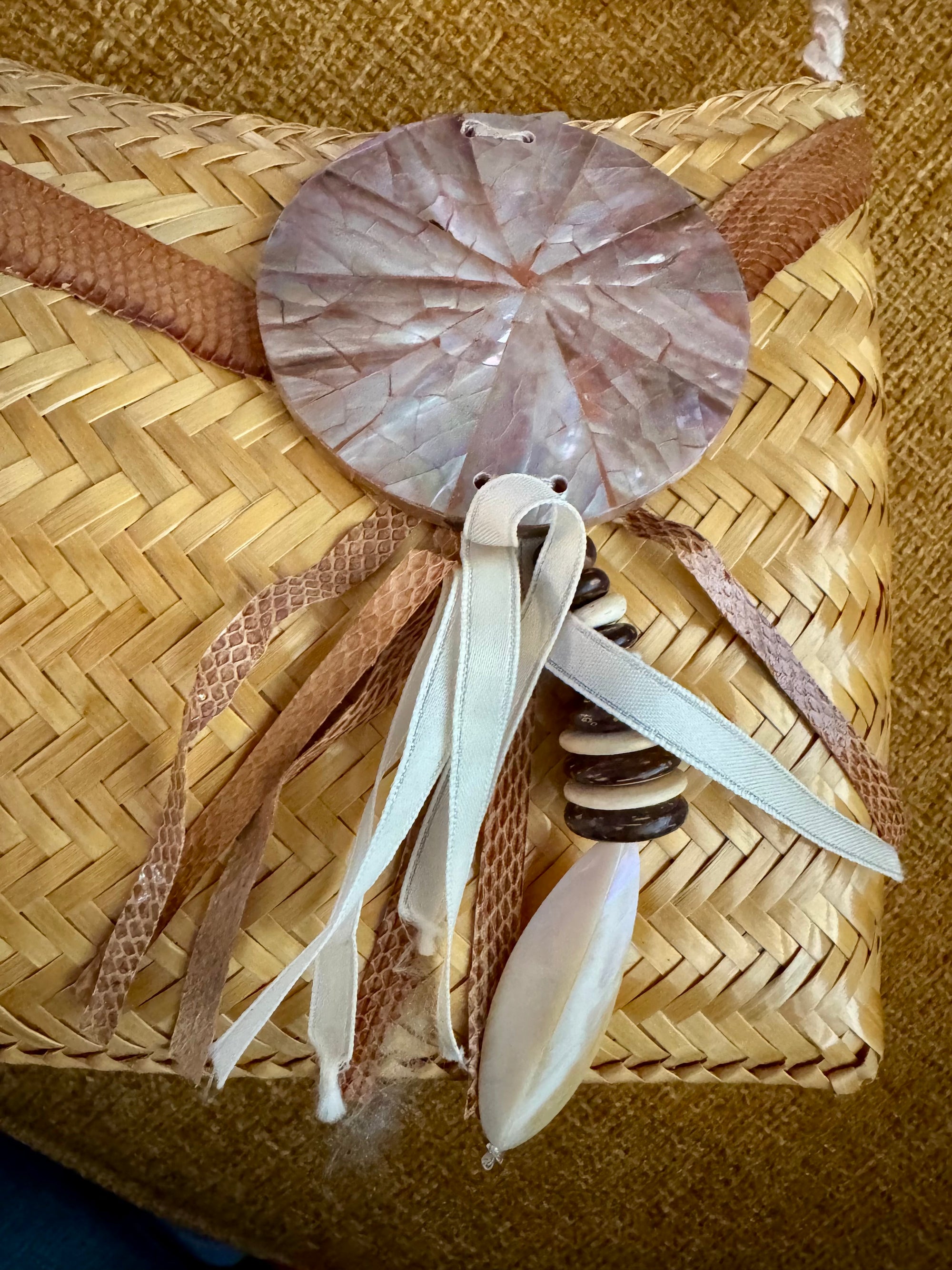 70s Valerie Straw Shell & Fringe Shoulder Bag