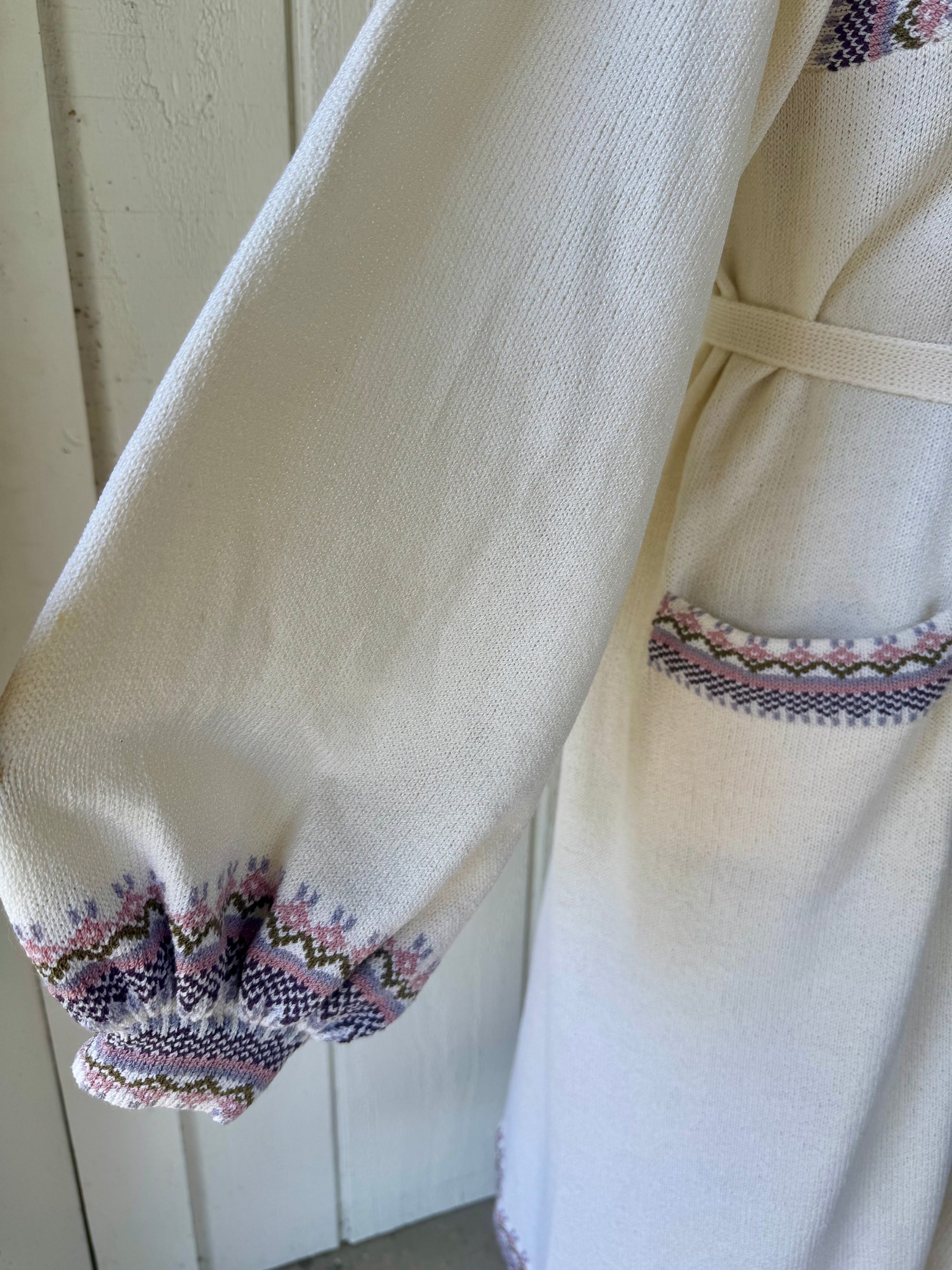 80s Lillie Rubin Santana Knit Embroidered Floral Sweater Dress/ Robe As Is