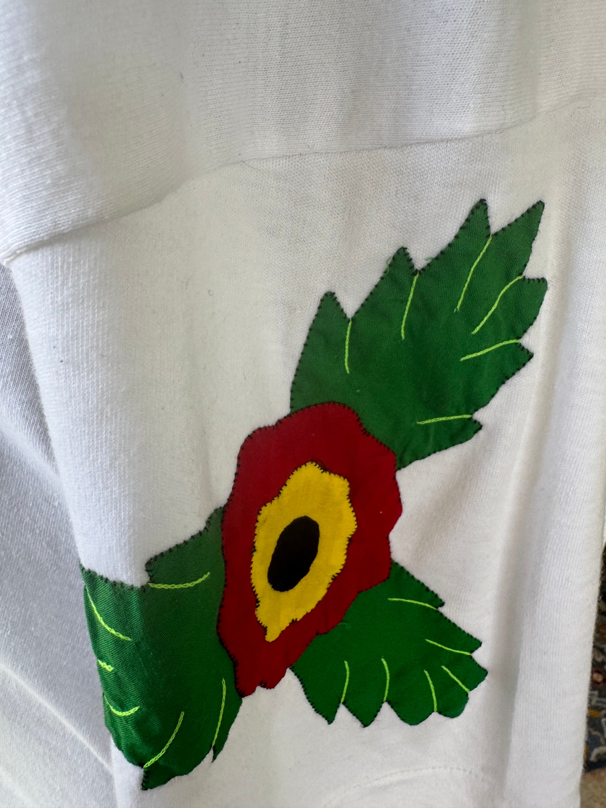 80s Canal Club Embroidered Mola Parrot Floral T-Shirt / Dress