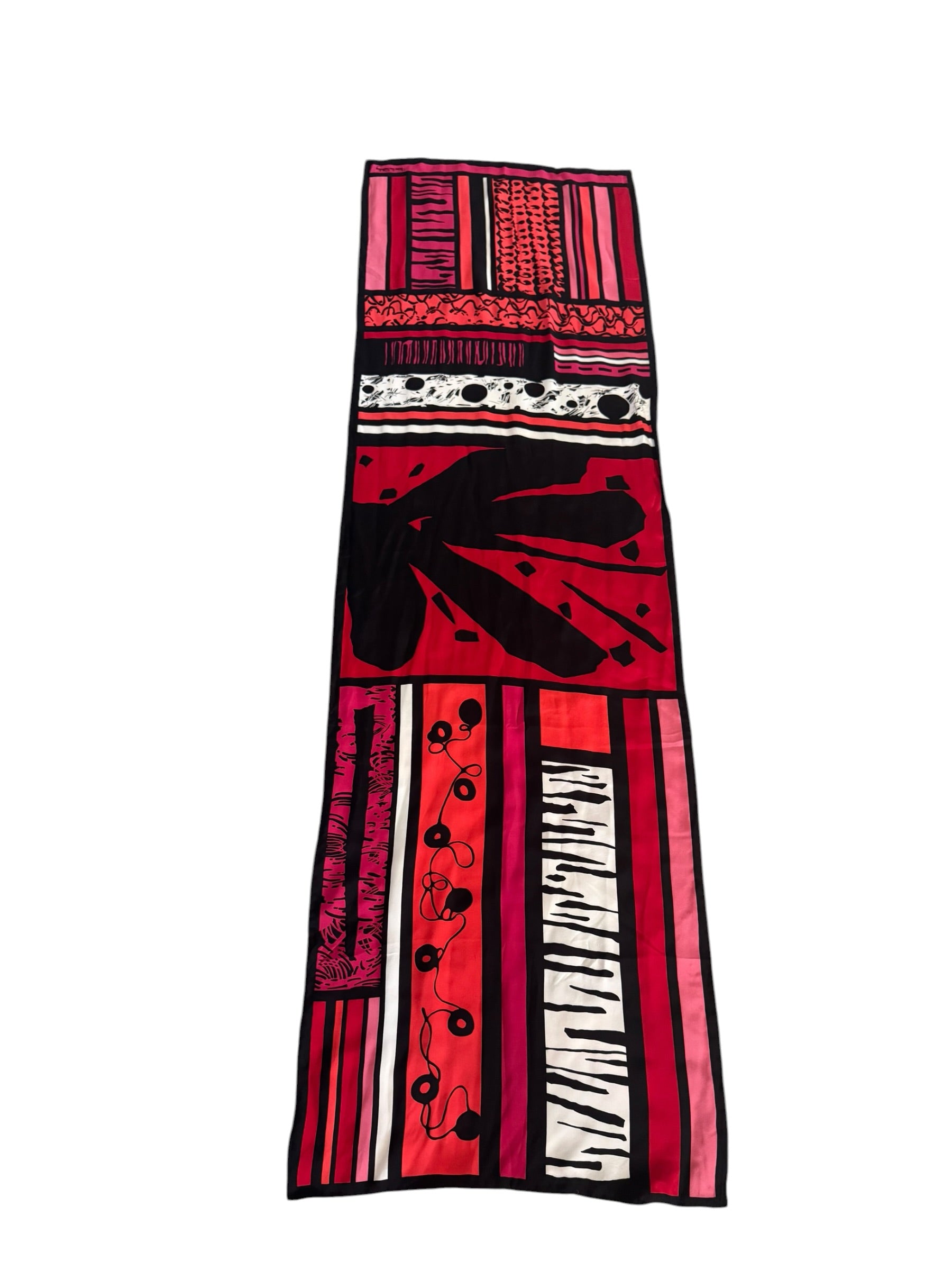 90s Diane Von Furstenberg Silk Scarf Red Black Abstract