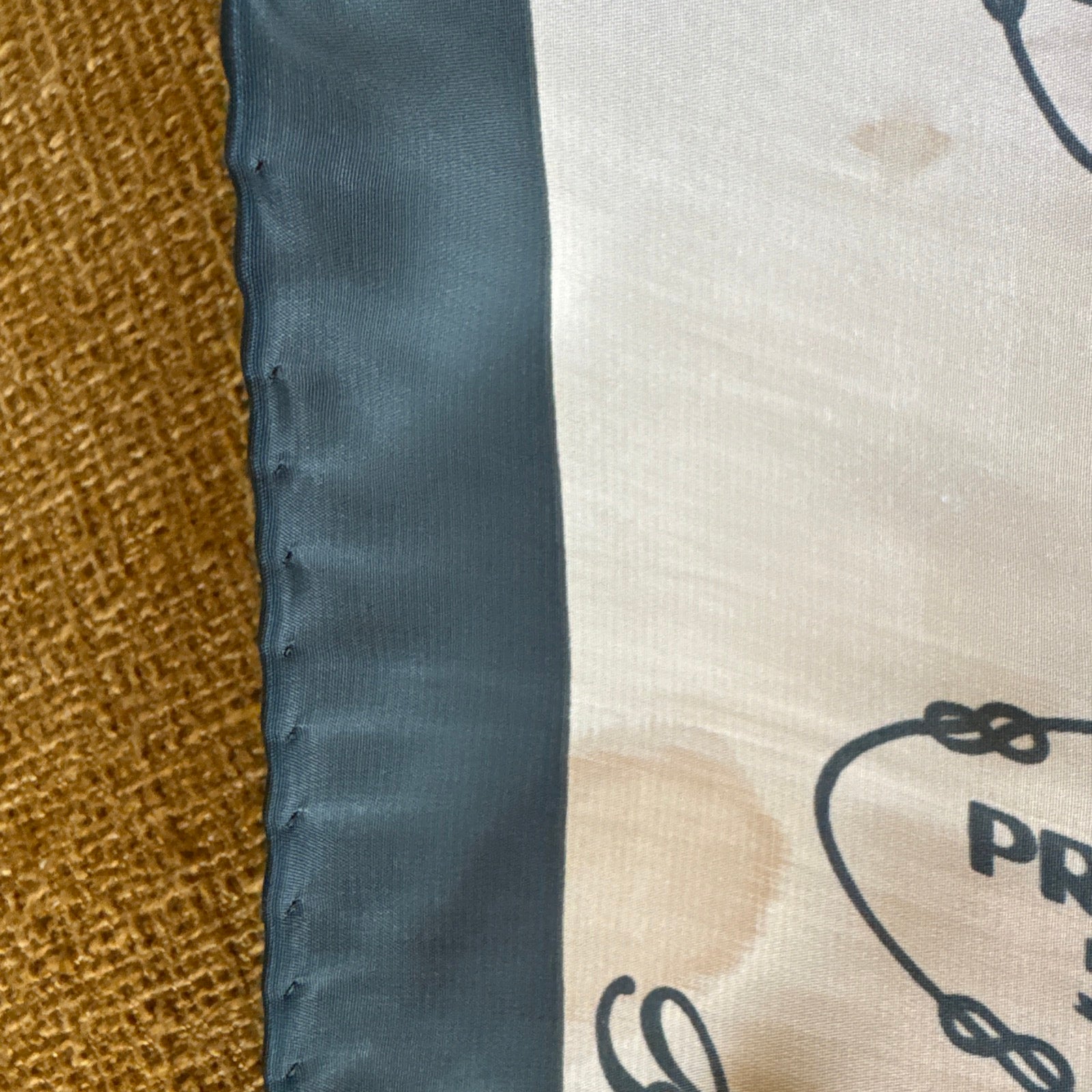 80s Prada Milano Silk Logo Scarf 33” Sheer *As Is*