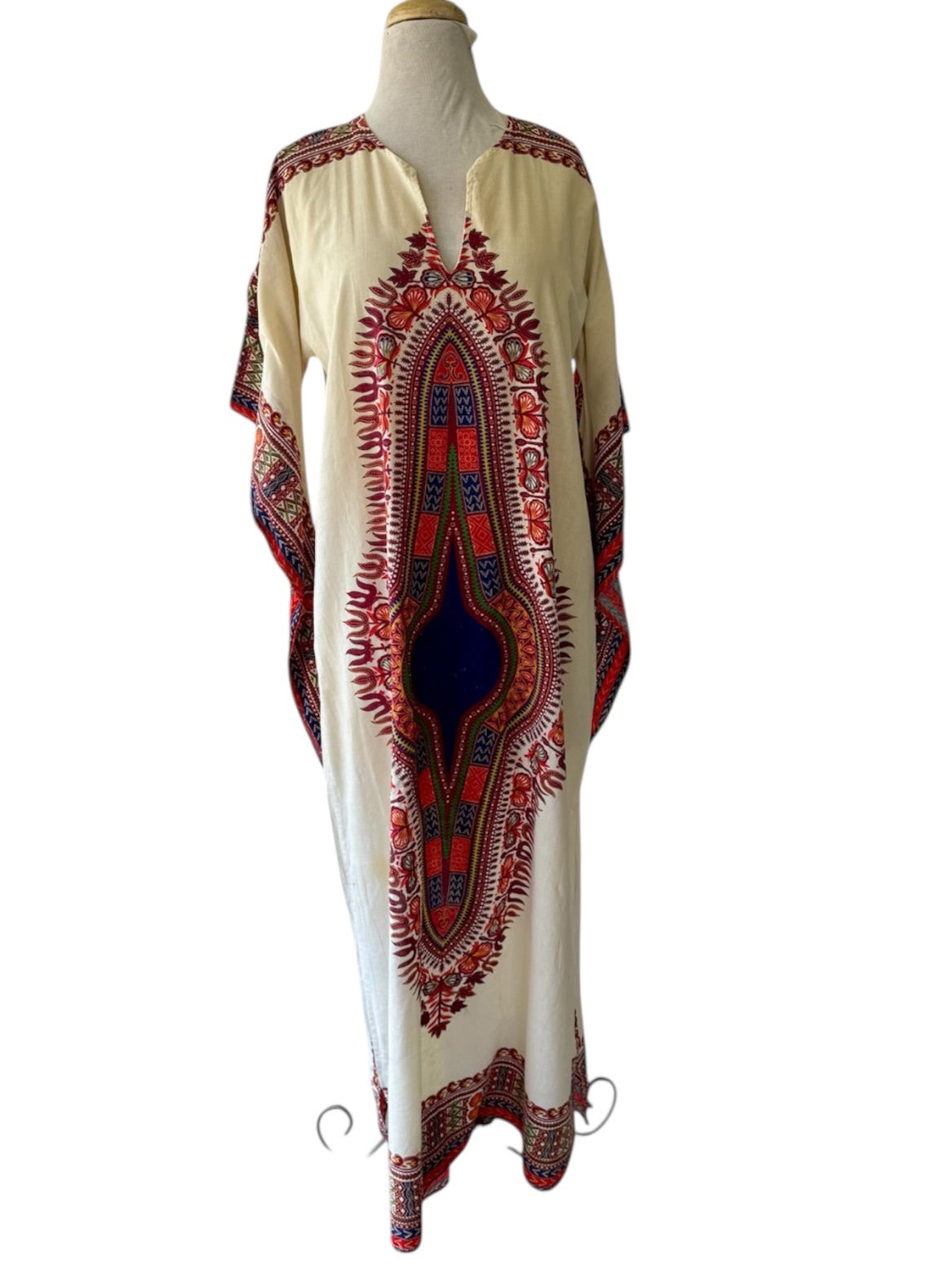 70s Radlee Dashiki Caftan Cotton Maxi Dress