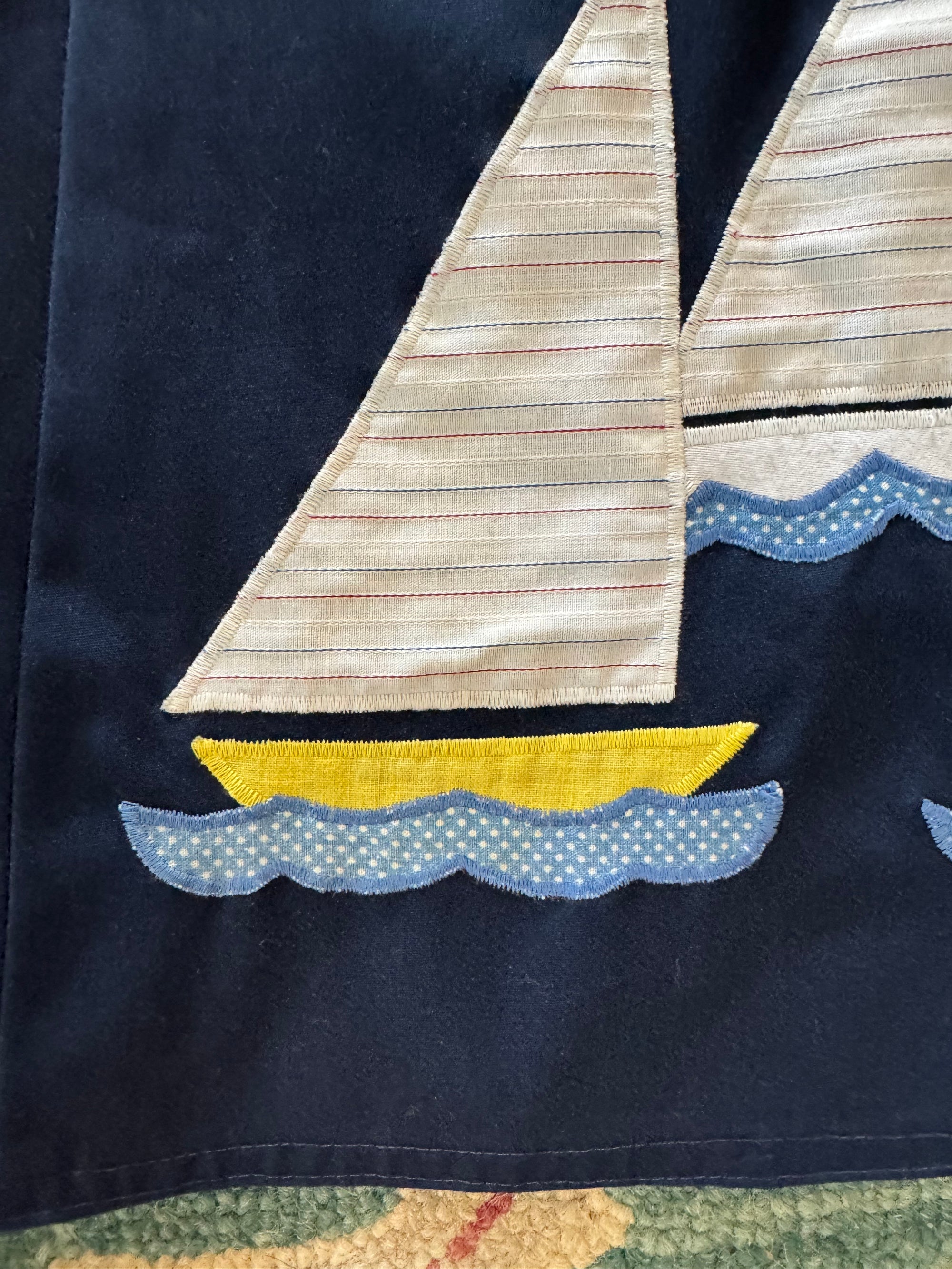 70’s Sailboat Appliqué Navy Wrap Midi Skirt