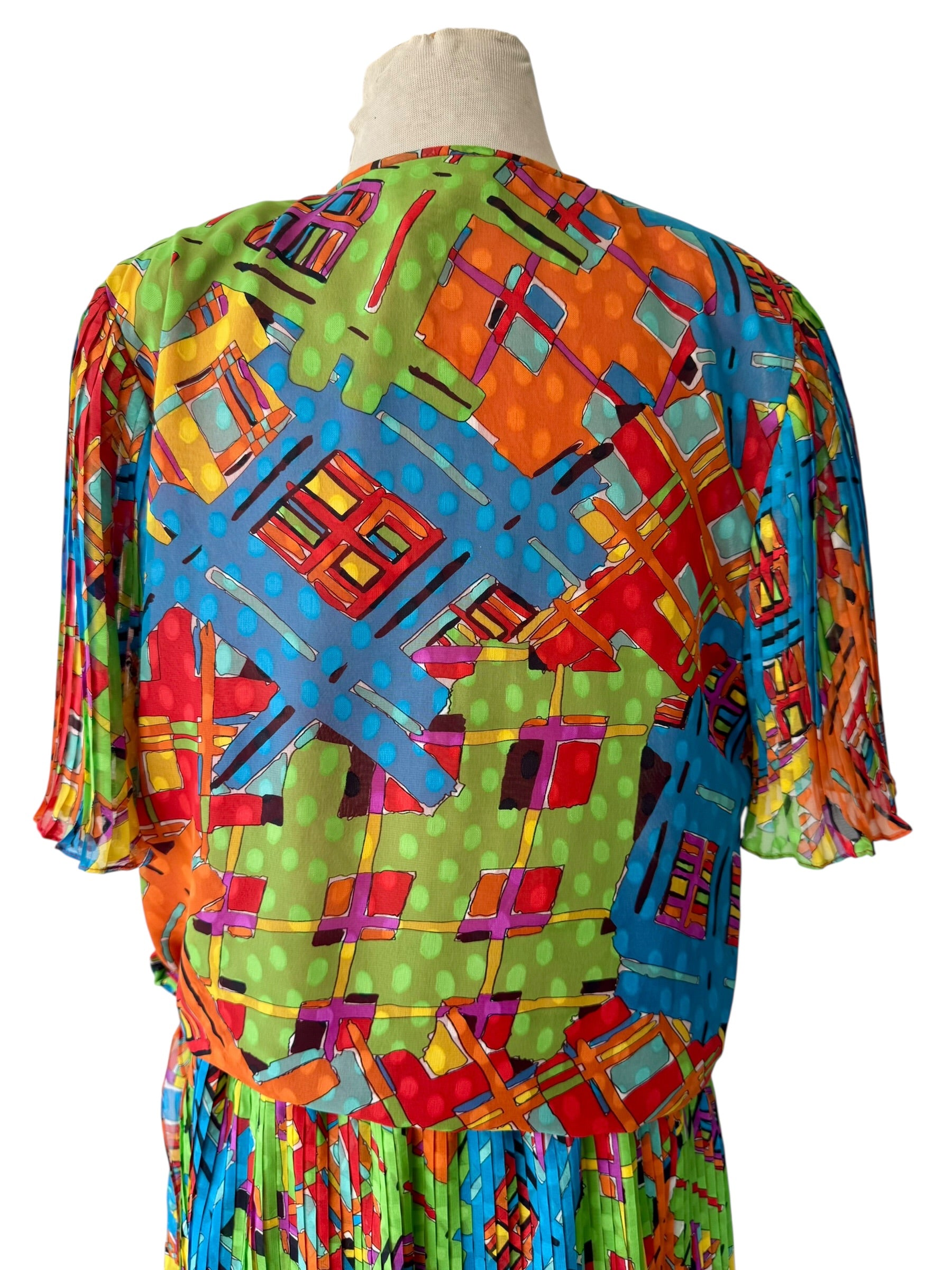 80s Diane Freis Colorful Print Skirt Set