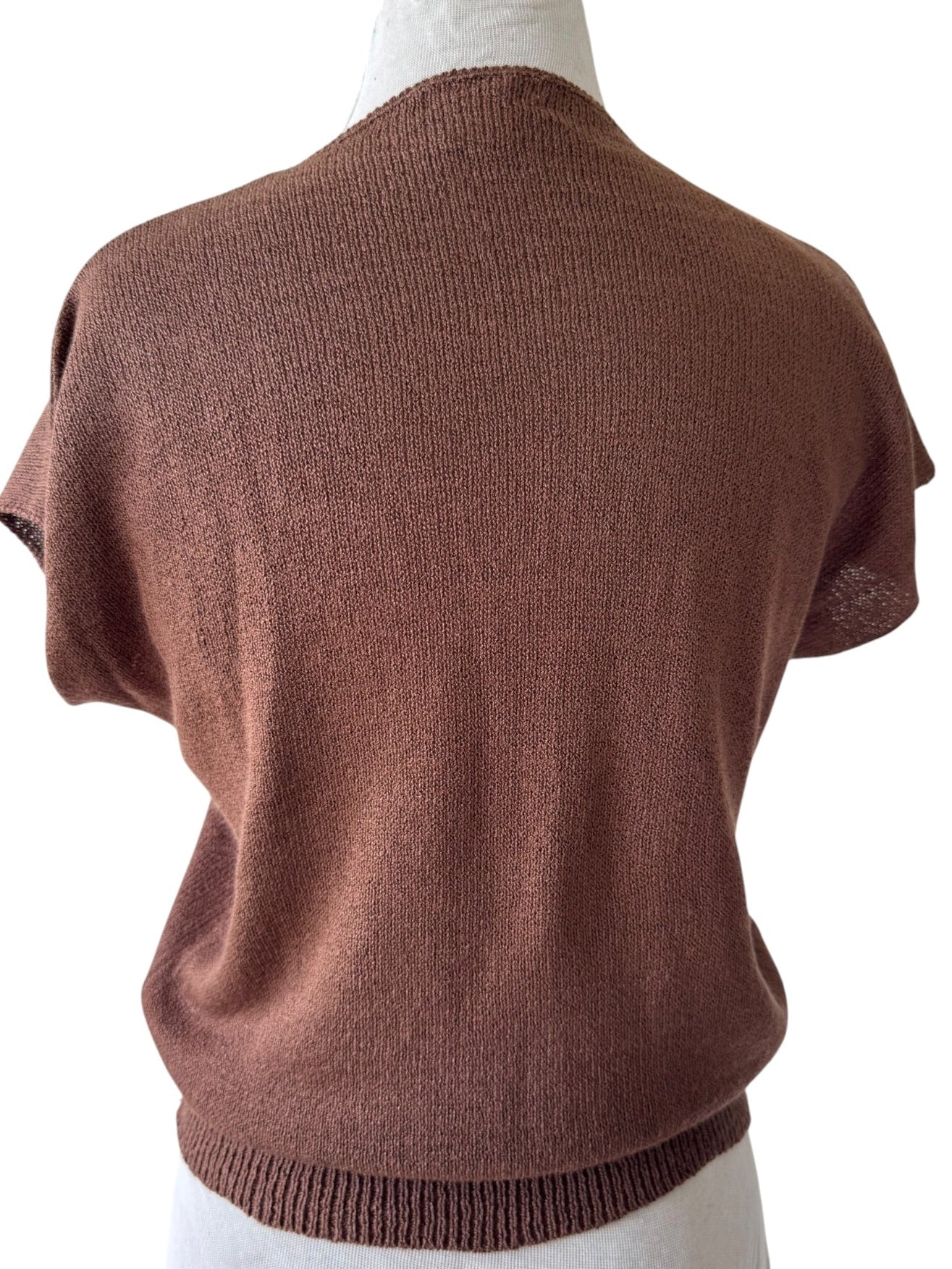80s Campus Casuals Brown Knit Crochet Sweater