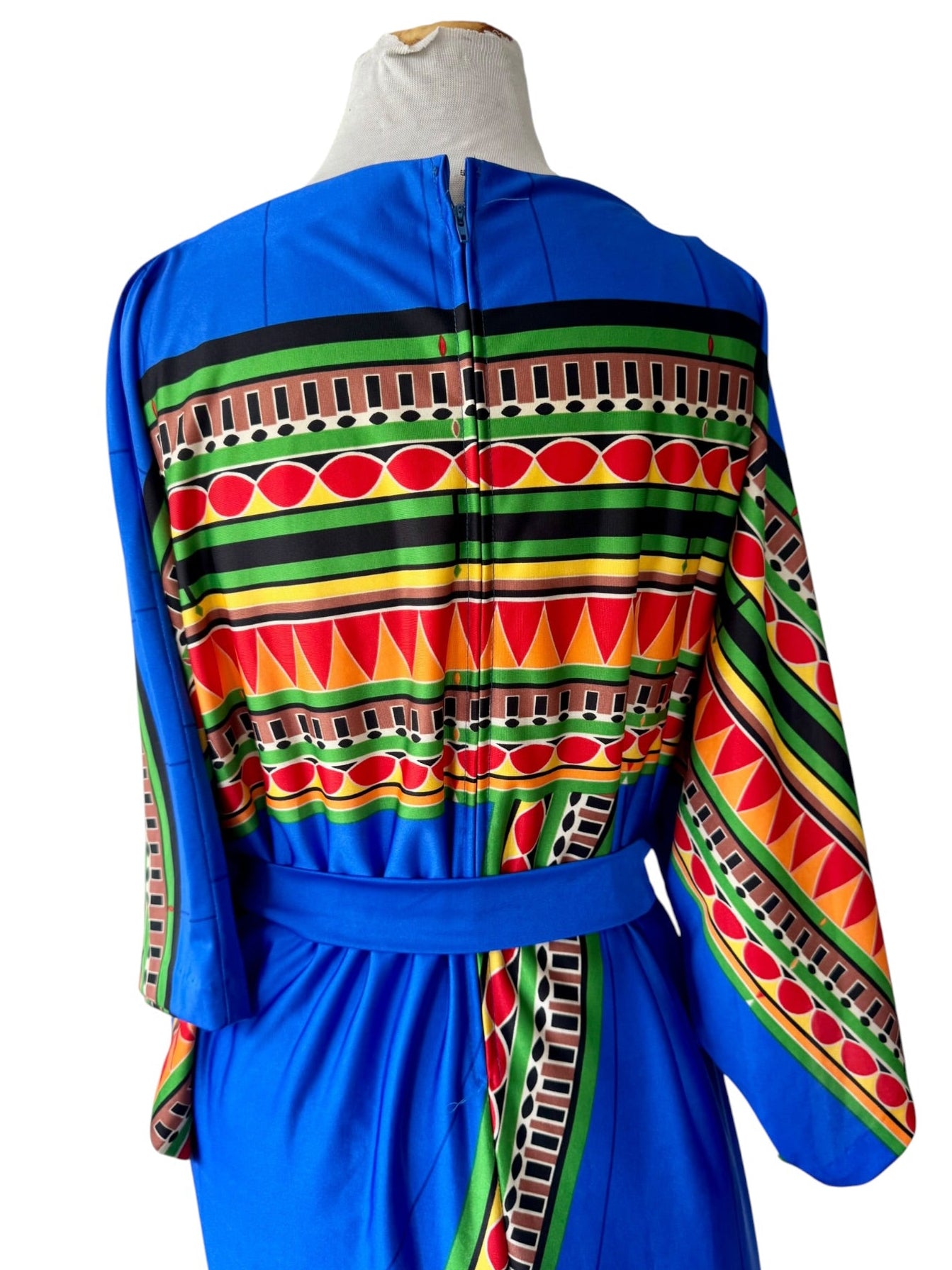 80s Malama Liberty House Blue Dashiki Hawaiian Caftan MuuMuu