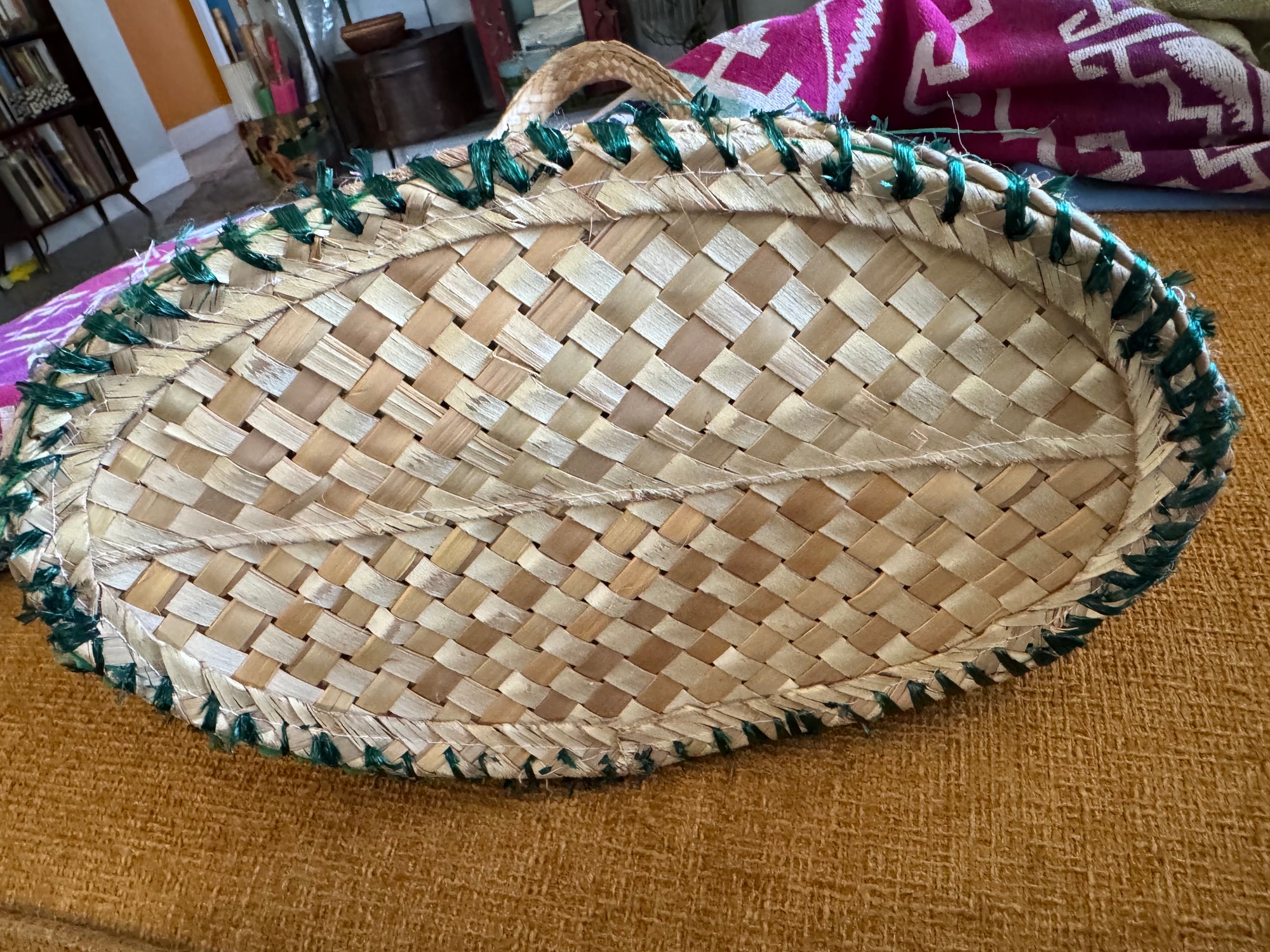 70s Bahamas Floral Straw Beach Bag Raffia Tote *As Is*