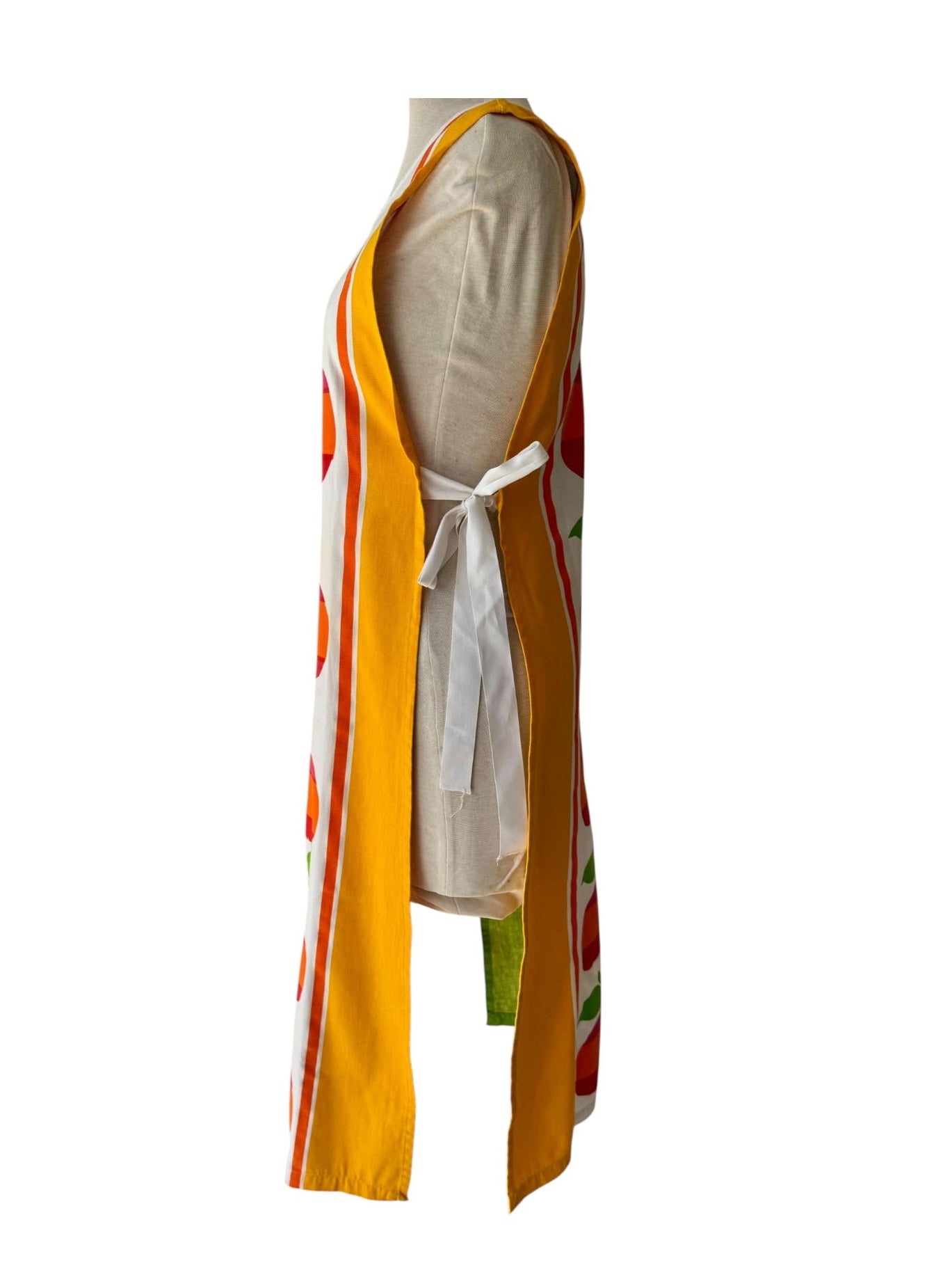 60s Bob Van Allen Scuda Apple Print Maxi Apron Dress