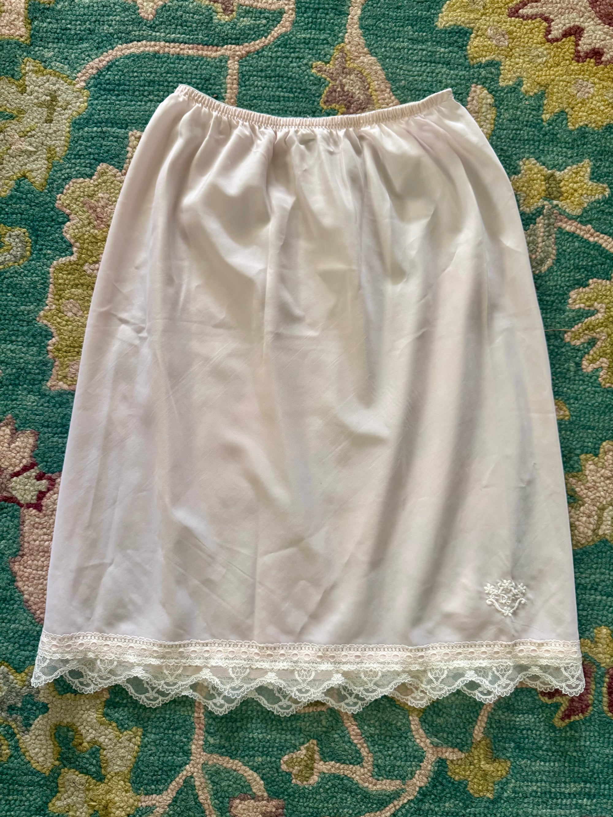 80s Christian Dior Blush Pink Half Slip Lace