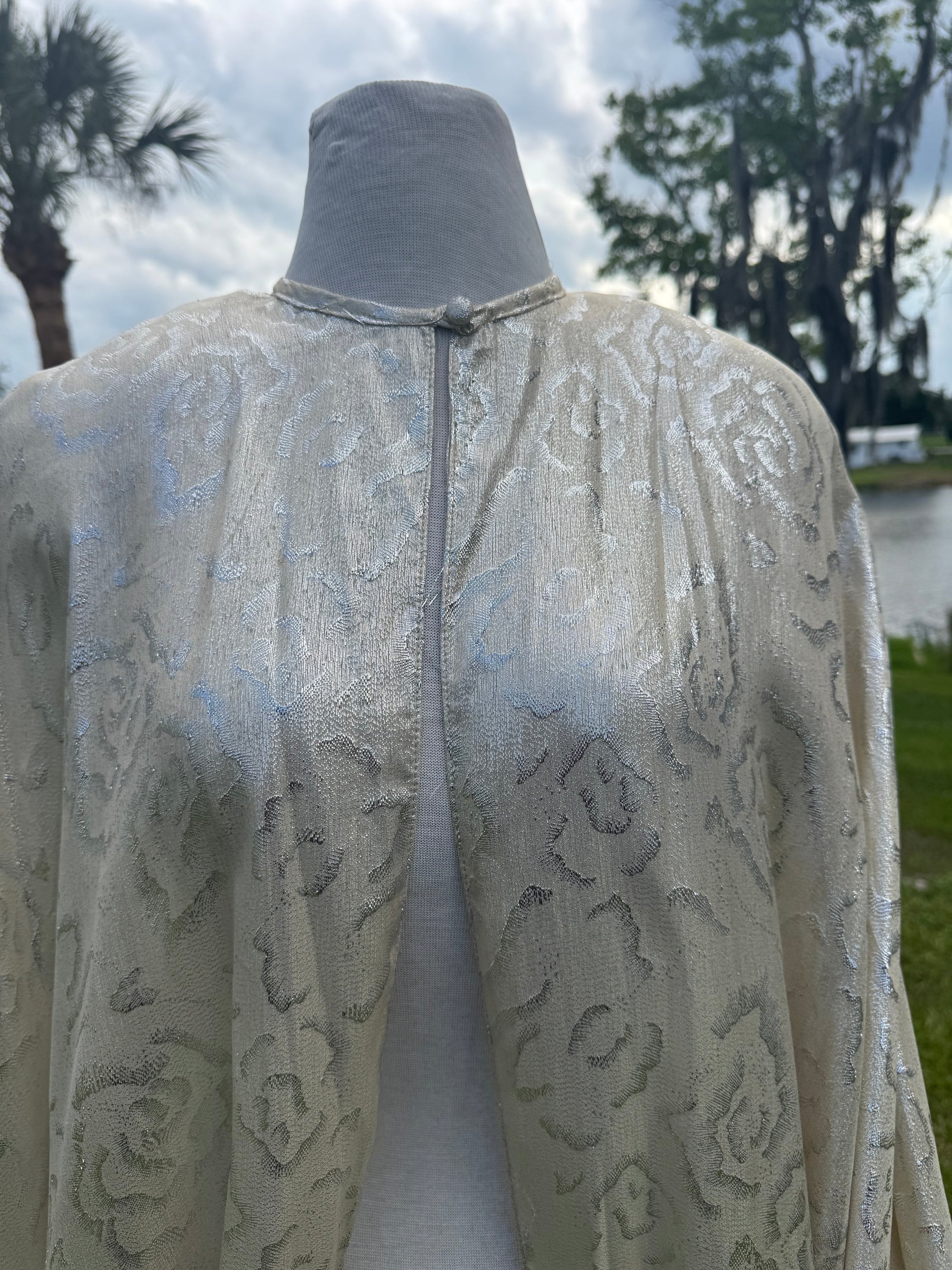 80s Helen Fabrikant Silver Metallic Cove Cape