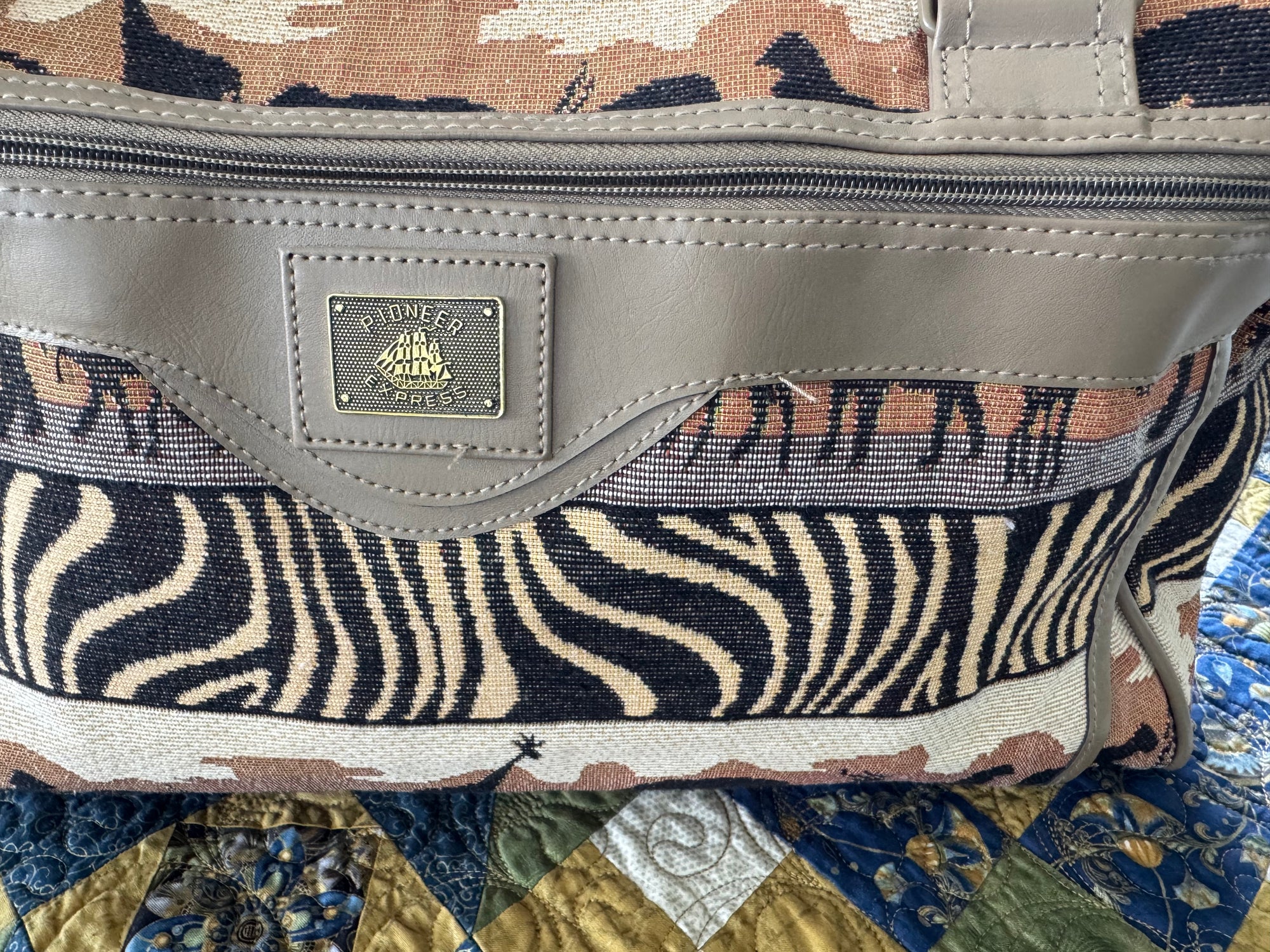 90s Pioneer Express Safari Tapestry Weekender Duffel Tribal Bag Carry On