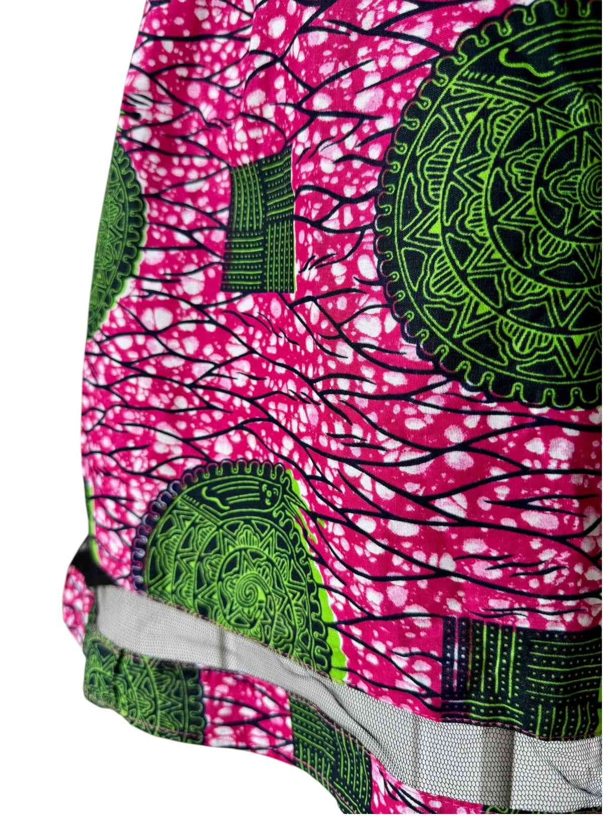 Ankara Wax Print Pink Green Pleated Midi Skirt African