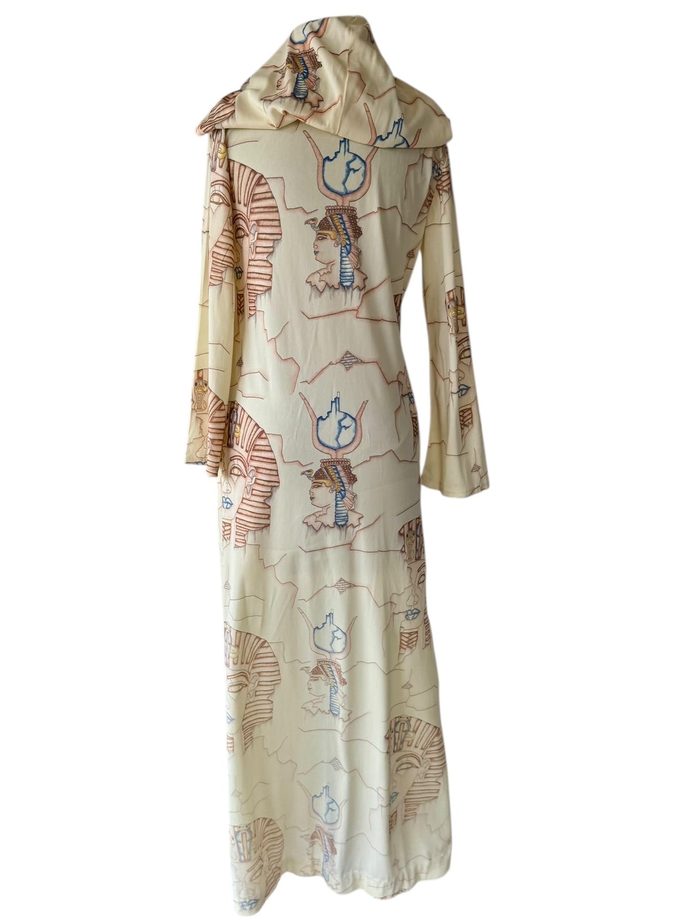70s Egyptian print Kaftan Lounge Dress