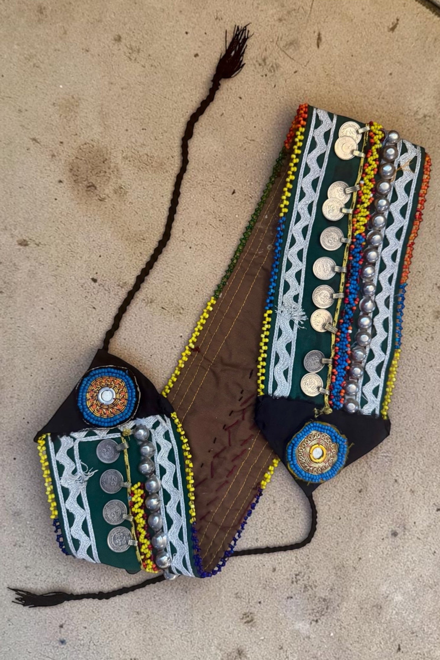 90s Afghan Kuchi Tribal Belt Coin Beaded Waist Sash