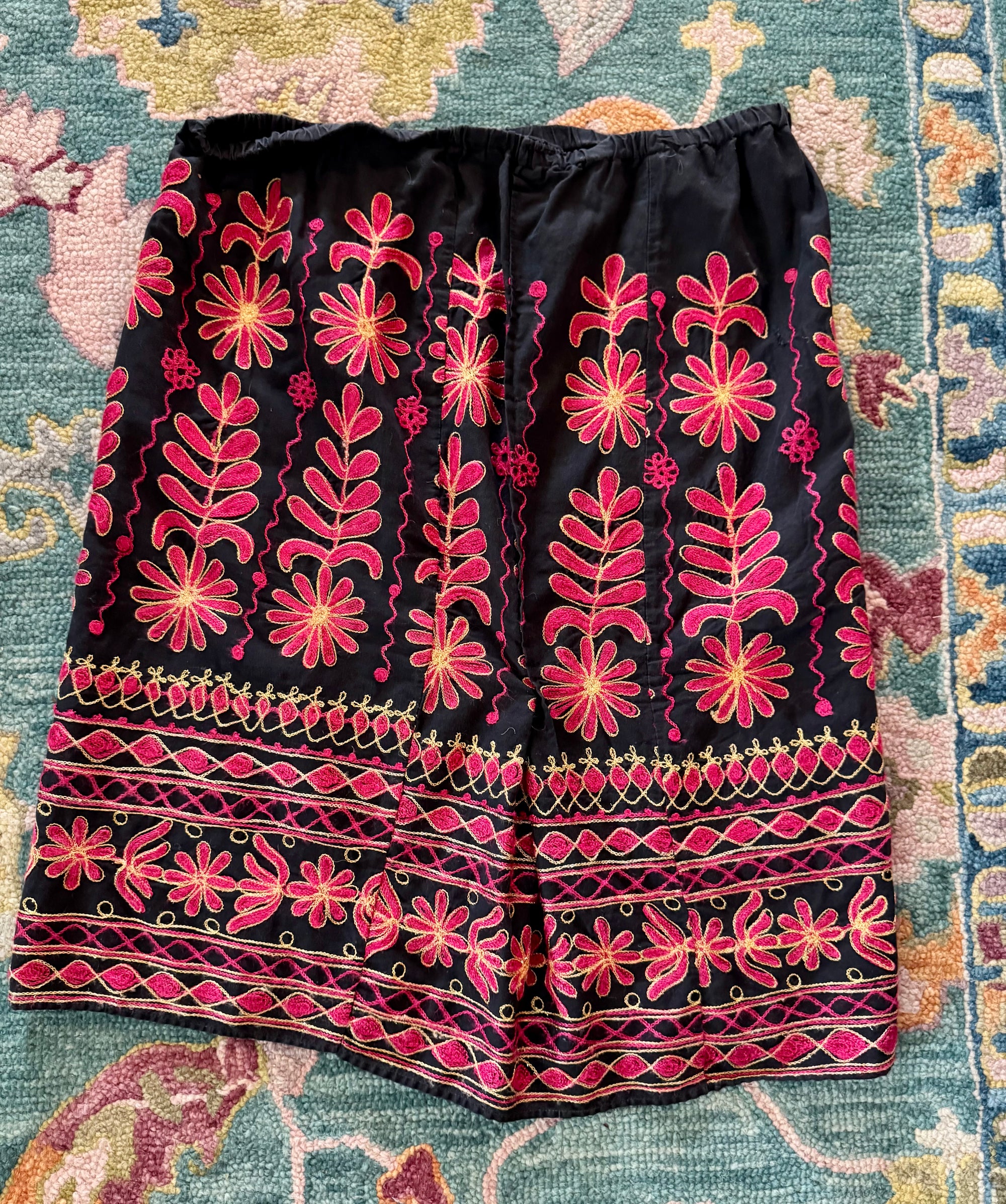 Upcycled Red Gold Embroidered Banjara Skirt