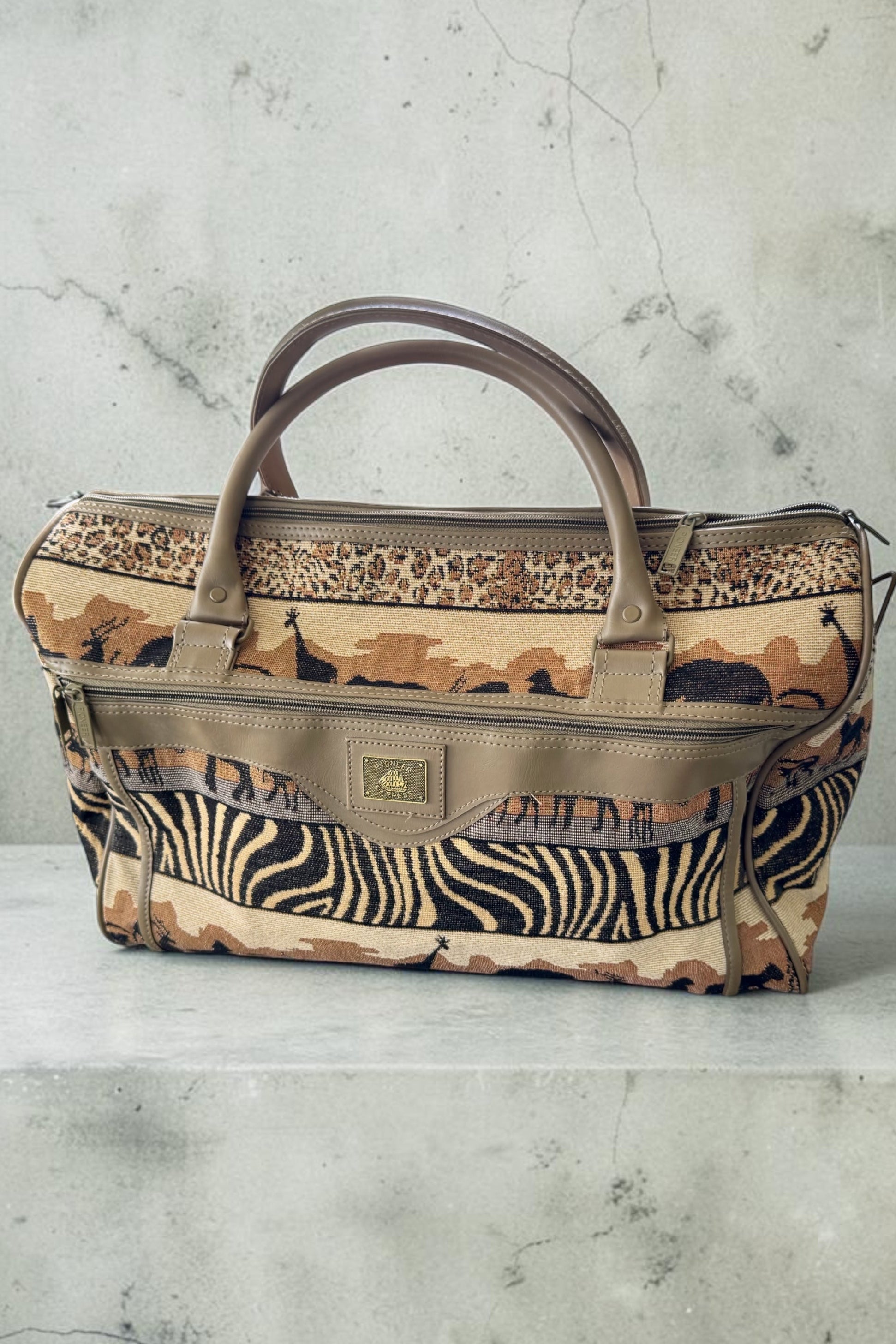90s Pioneer Express Safari Tapestry Weekender Duffel Tribal Bag Carry On
