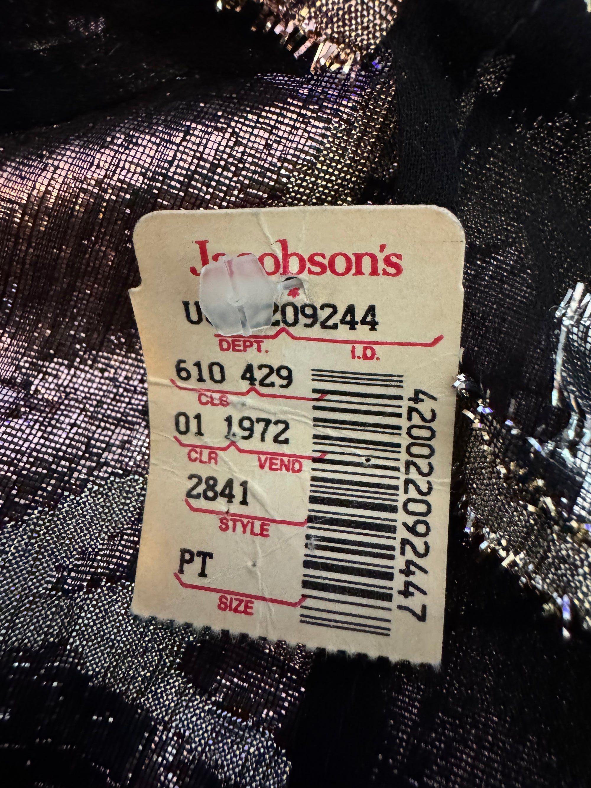 70s David Brown Swan Metallic Kaftan Maxi Dress