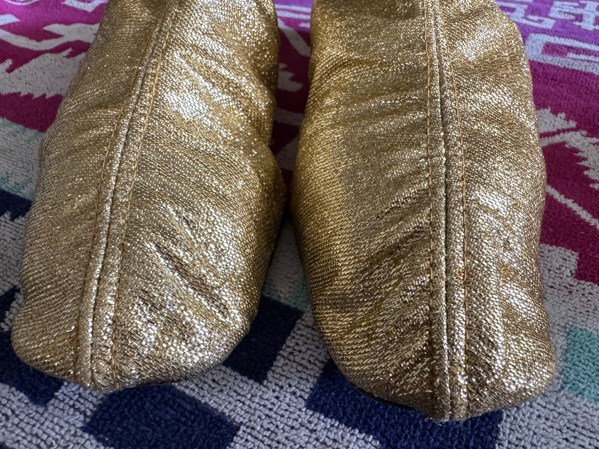 60s Gold Lamé Lurex Stretch Ballet Flats