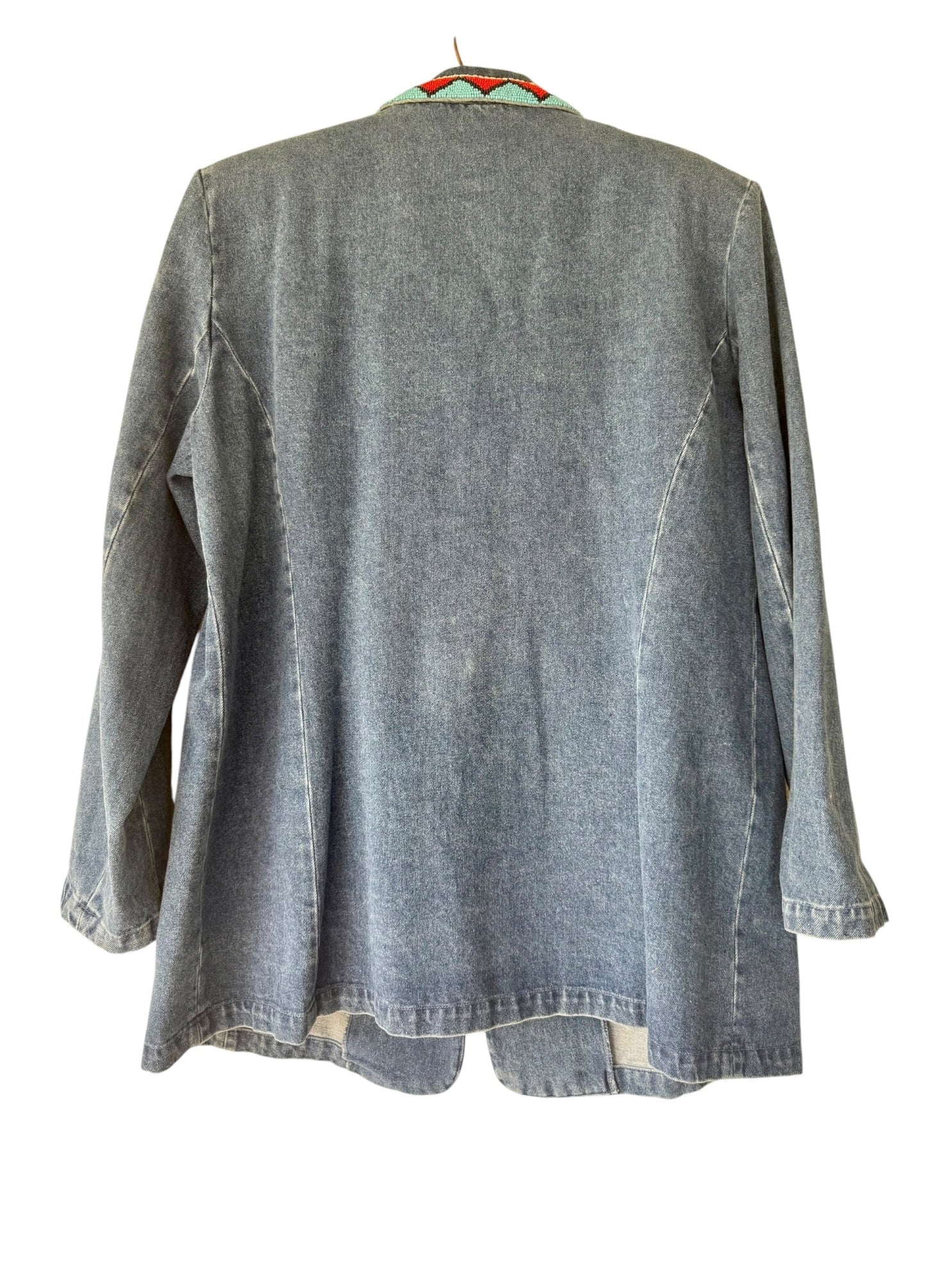 90s Ivana Floral Beaded Denim Jacket Blazer