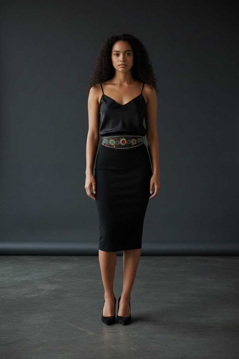 80s Magid Beaded Silk Belt Cummerbund