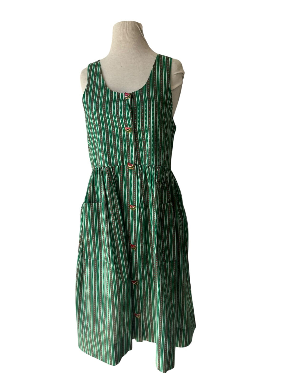 80s Hearts Watermelon Green Stripe Jumper Dress