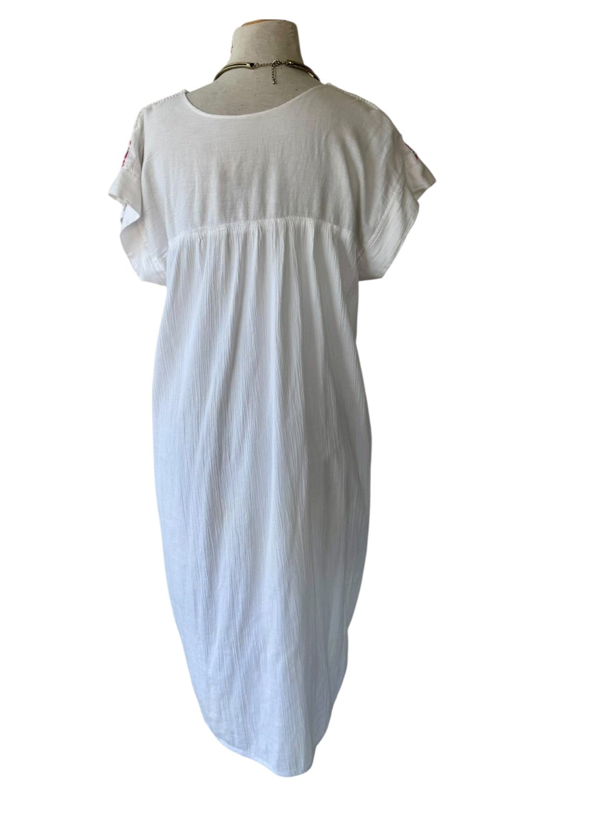 70s Embroidered San Antonino Deshilado Mexican Caftan