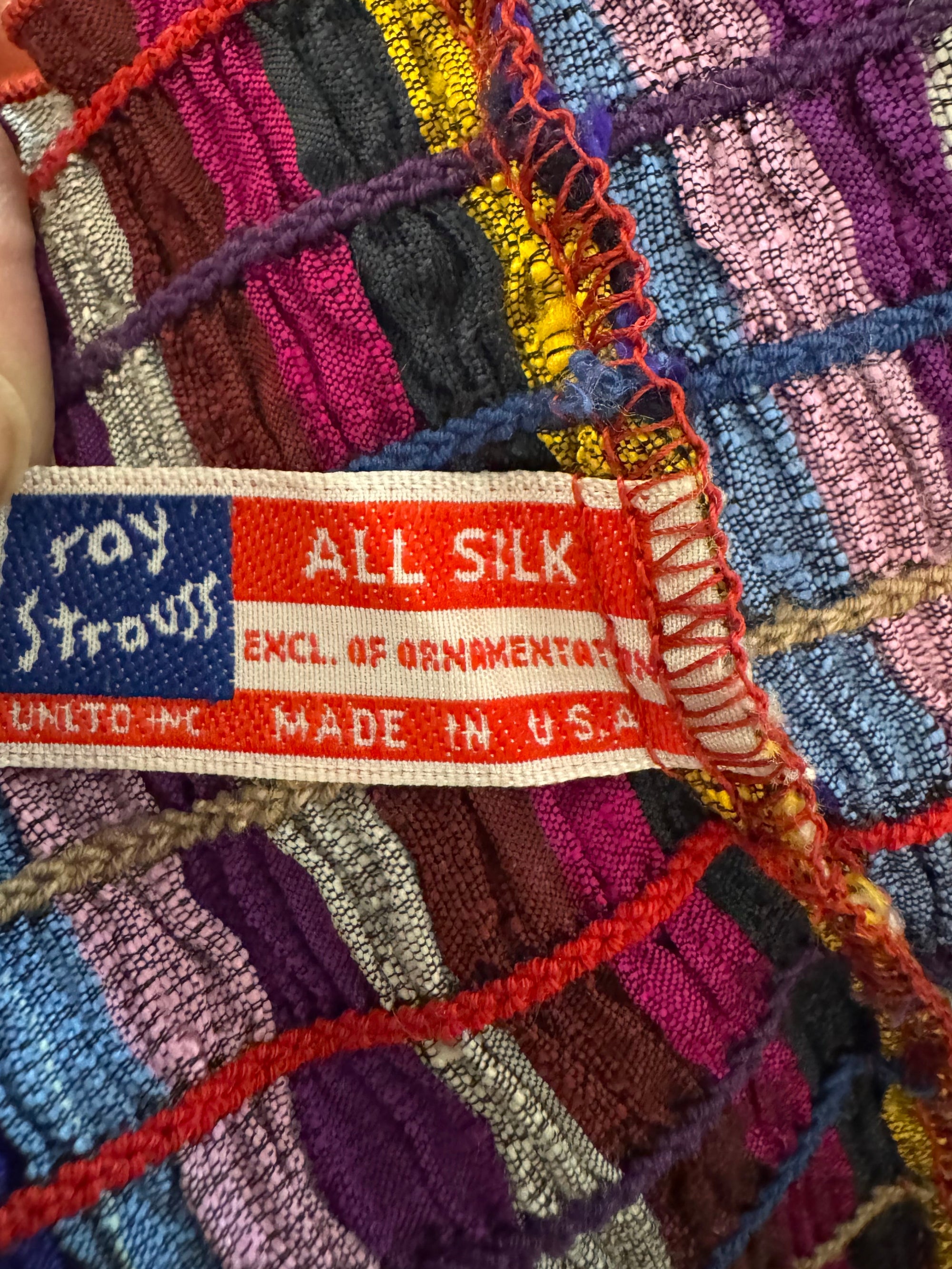 70s Ray Strauss Raw Silk Rainbow Stripe Tube Top