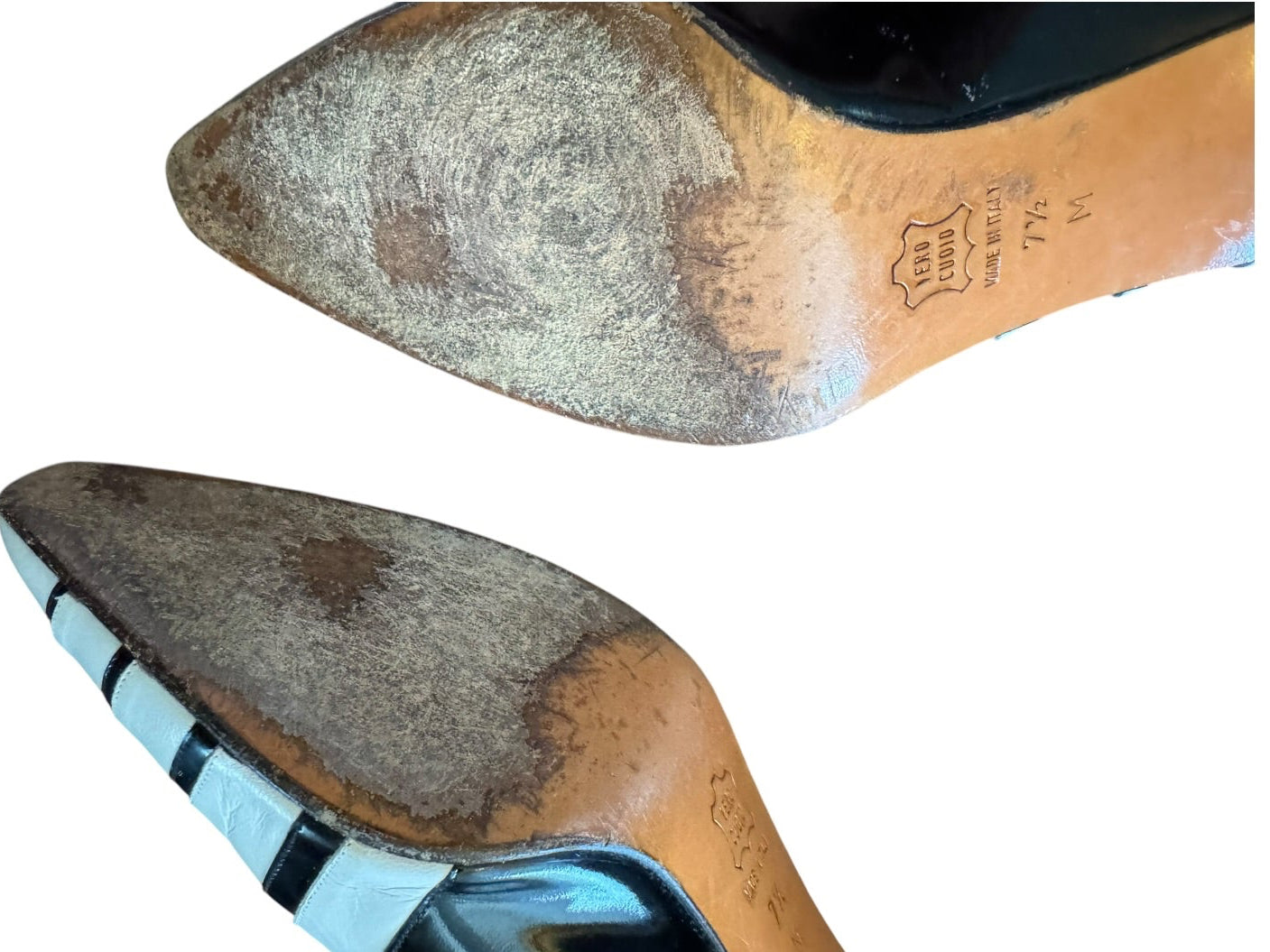 90s BALLY Black & White Stripe Italian Leather Pumps