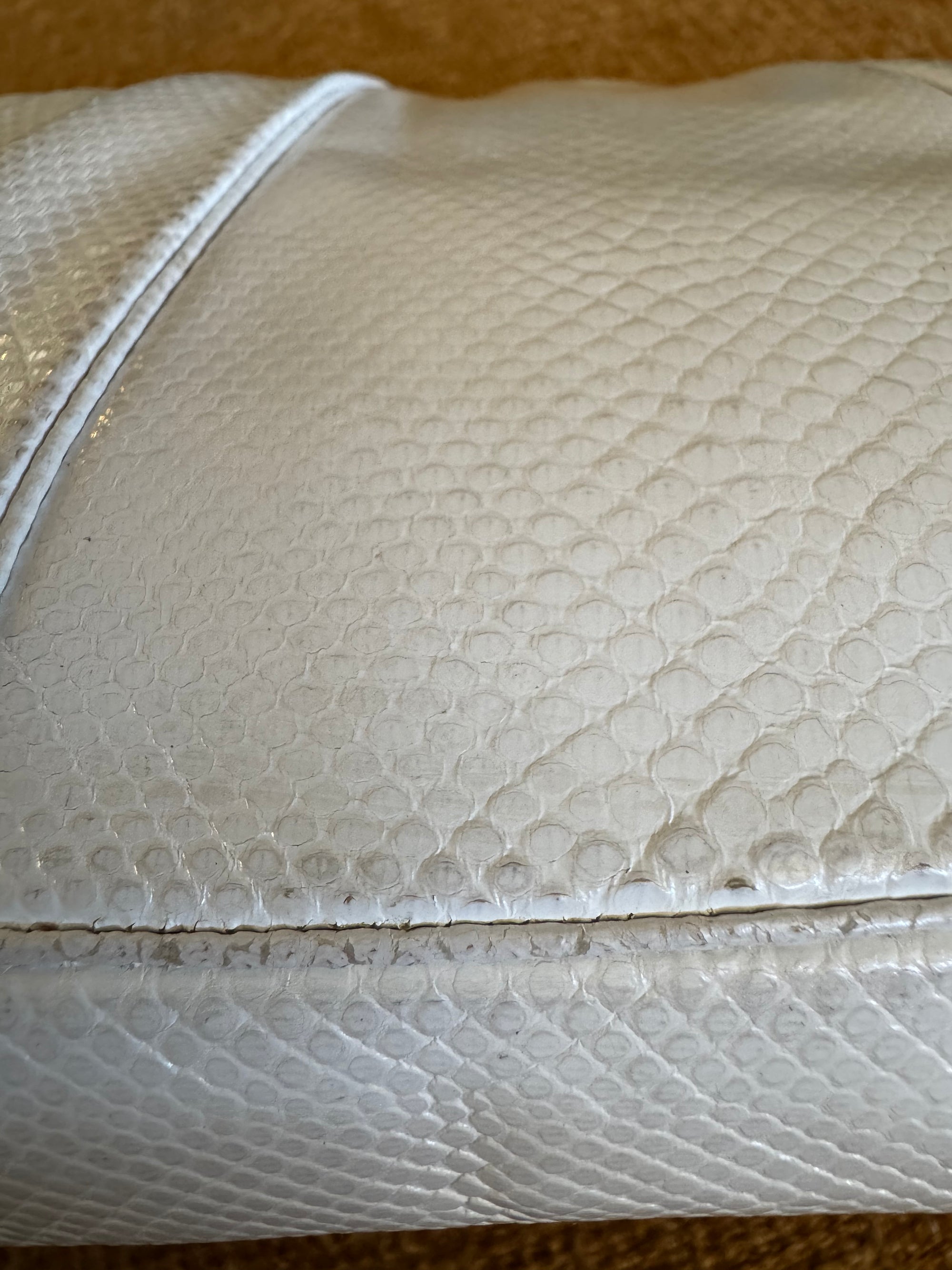80s Judith Leiber White Lizard Karung Clutch Cabochon Shoulder Bag *As Is