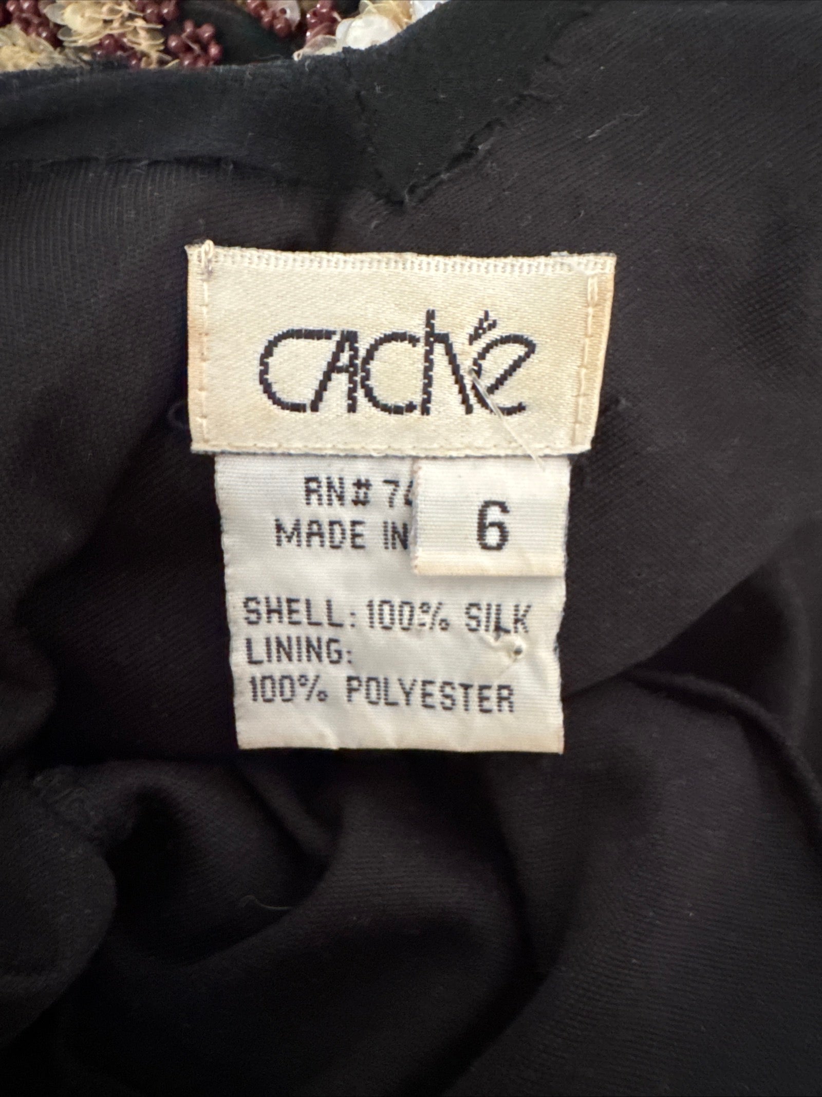 90s Caché Beaded Sequin Silk Gown