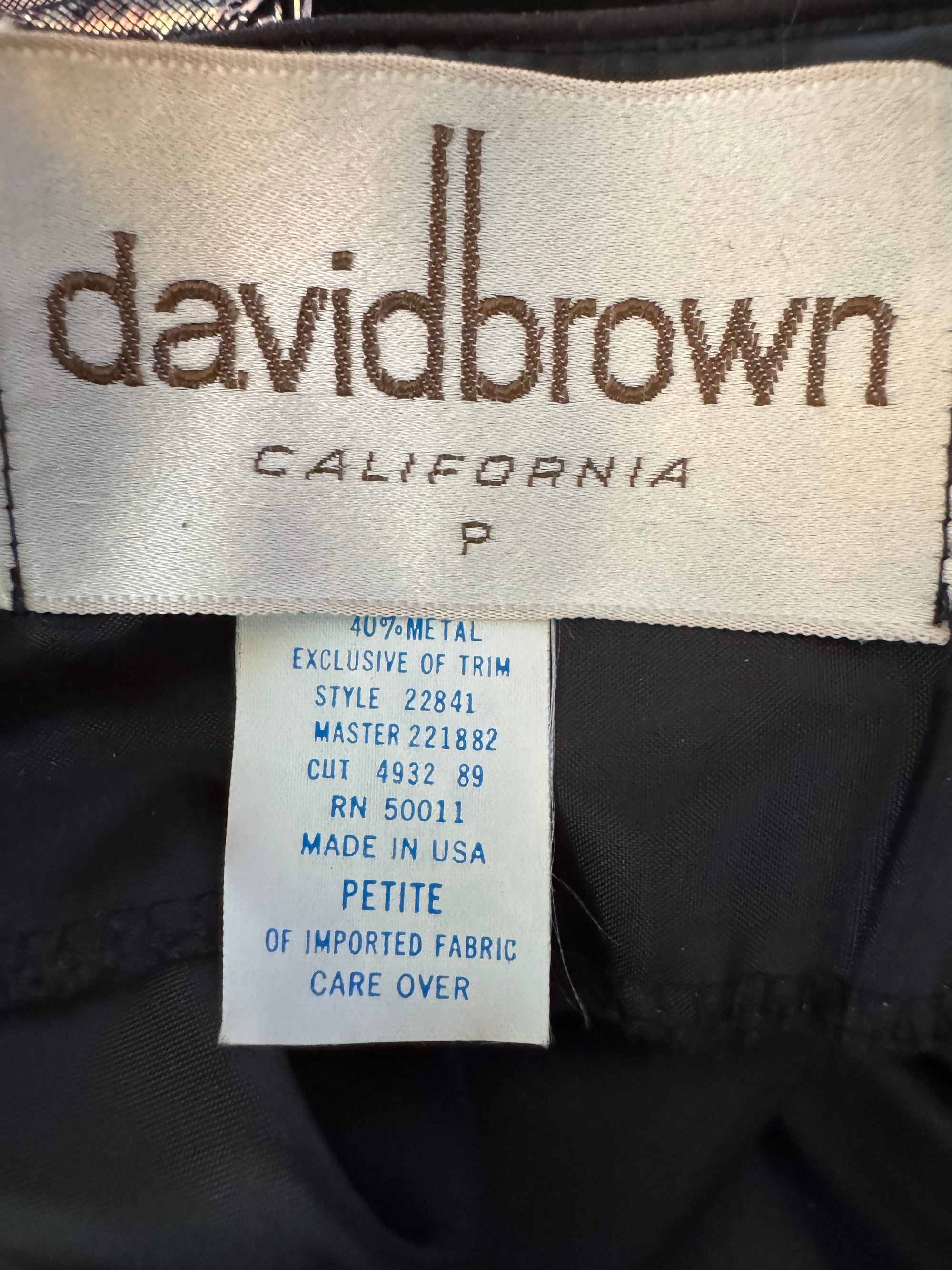70s David Brown Swan Metallic Kaftan Maxi Dress