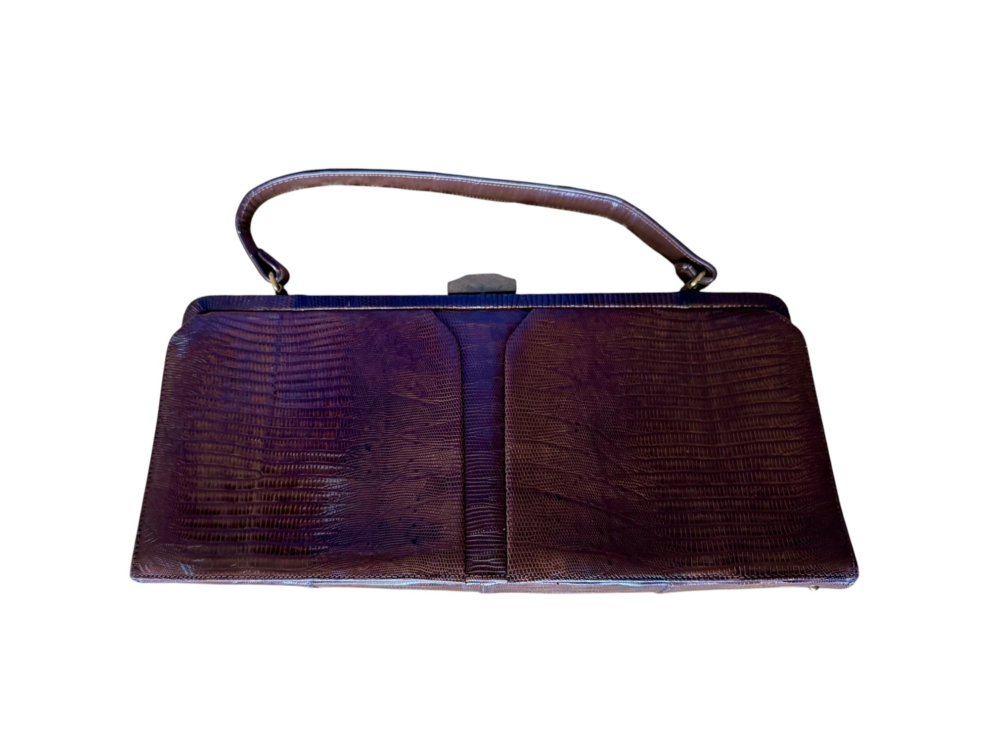 50s Palizzio Brown Lizard Top Handle Bag Reptile