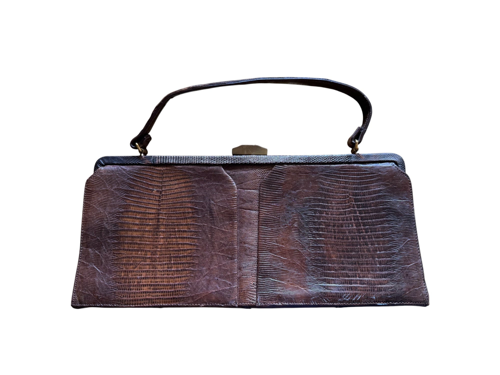50s Palizzio Brown Lizard Top Handle Bag Reptile
